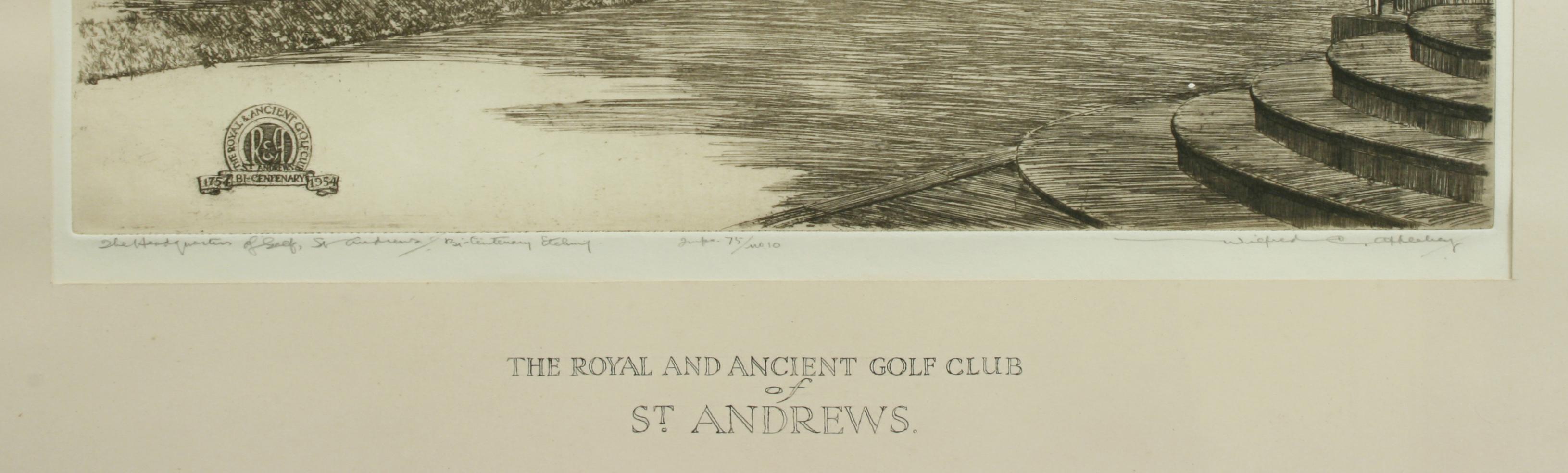 Paper St Andrews Golf Club, Bicentenary Etching, Ltd Edition 10/75 For Sale