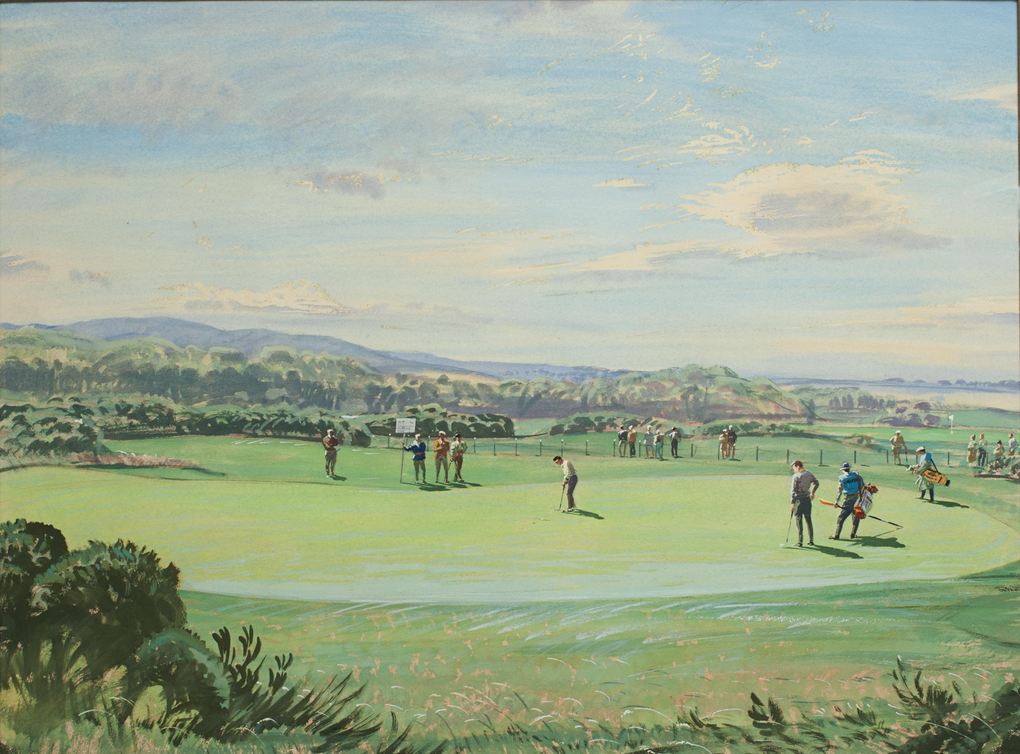 Mid-20th Century St Andrews Golf Painting by Arthur Weaver, Watercolor Painting