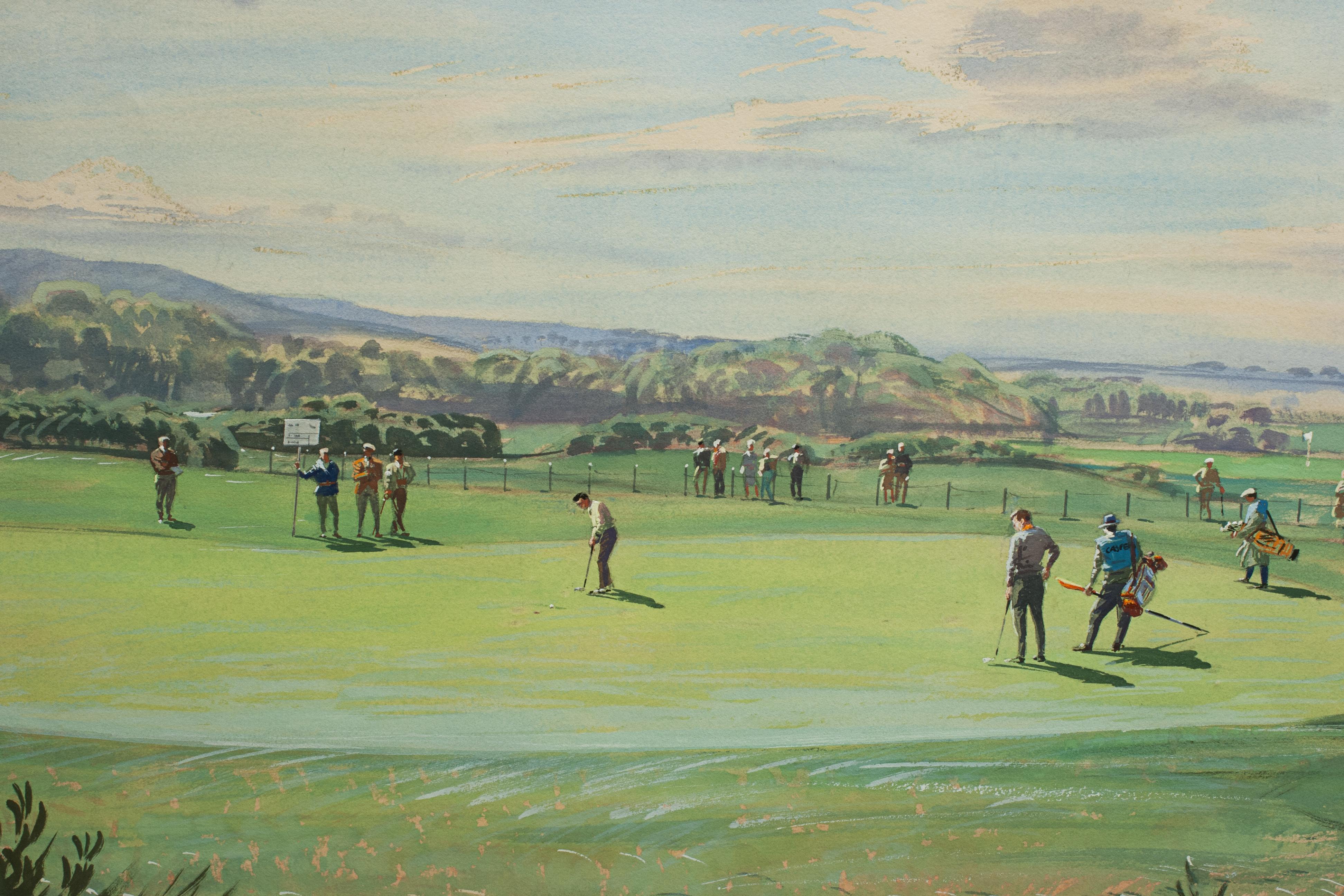 St Andrews Golf Painting by Arthur Weaver, Watercolor Painting In Good Condition In Oxfordshire, GB