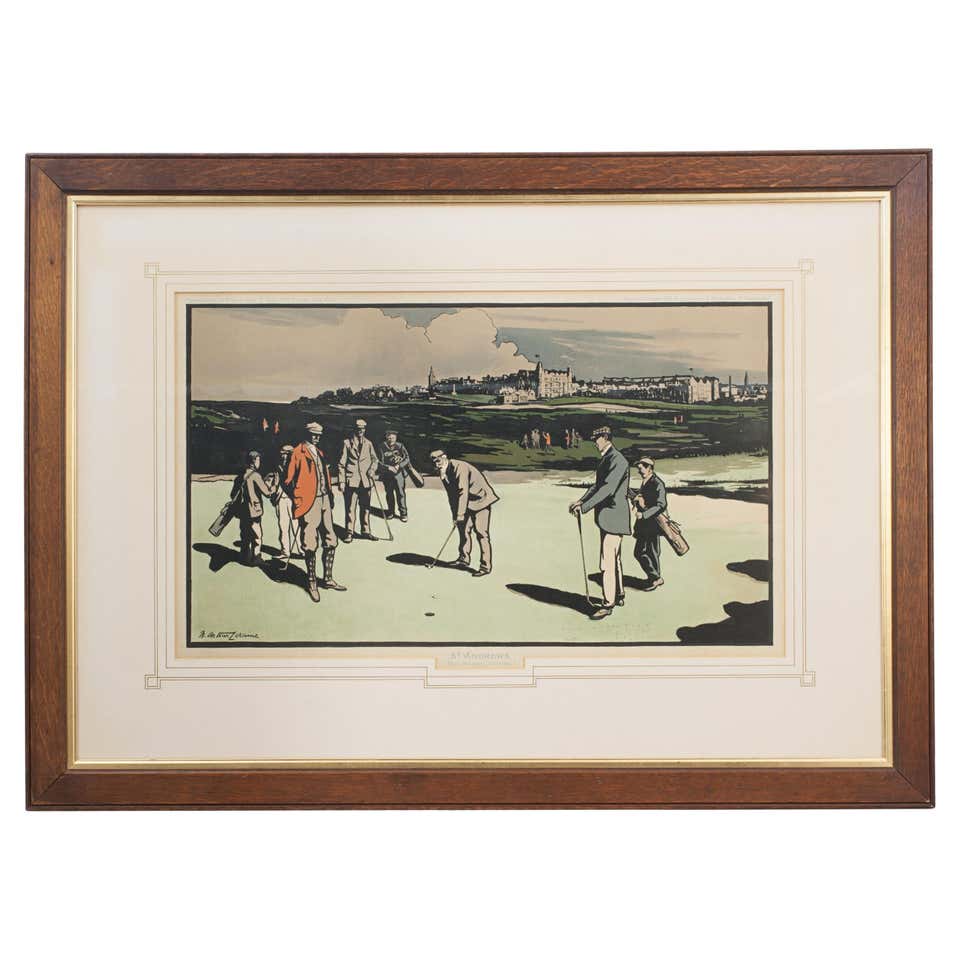 Signed St Andrews Golf Print, Bobby Jones For Sale at 1stDibs
