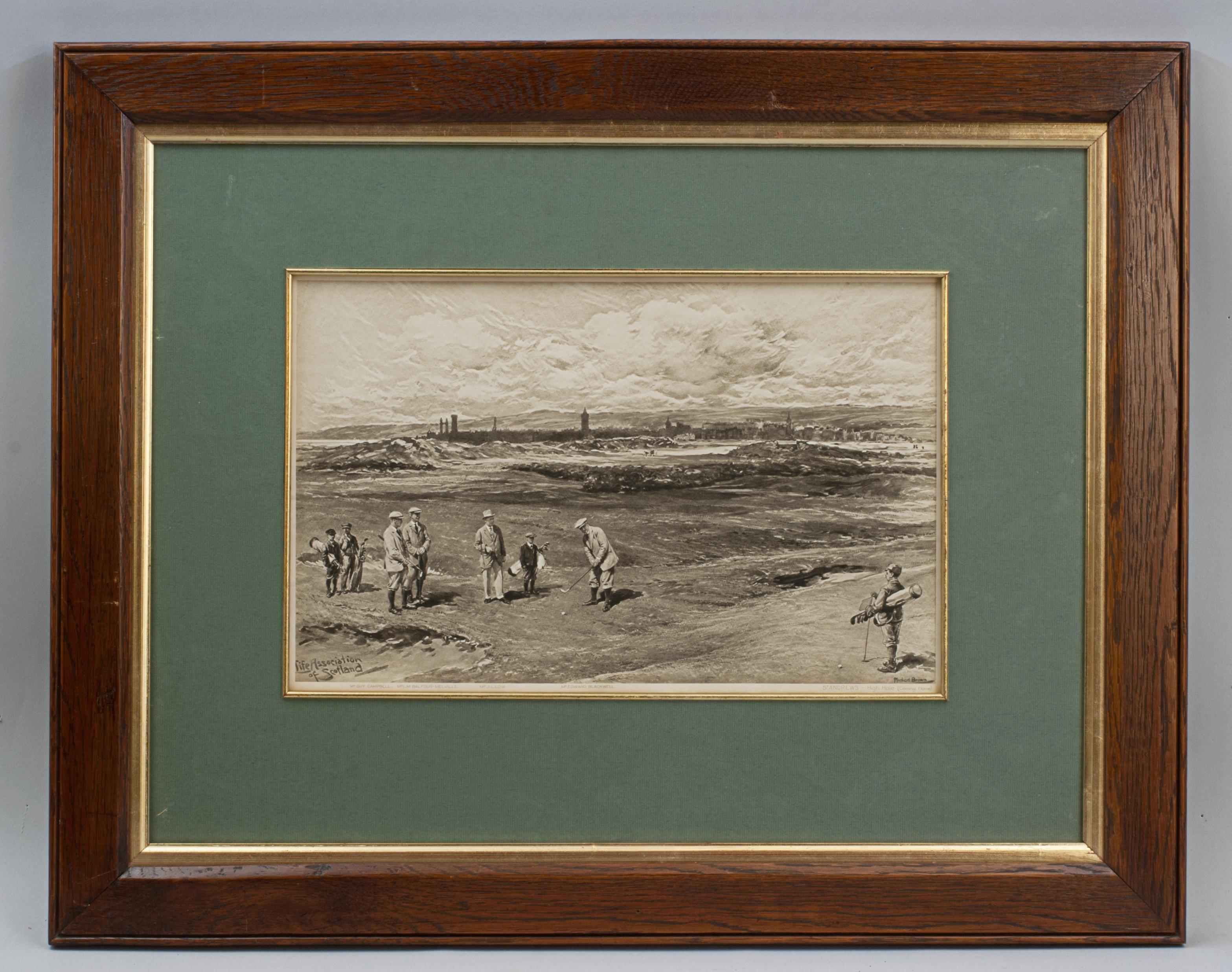 Sporting Art Andrews, Life Association Print By Michael Brown Golf Print en vente