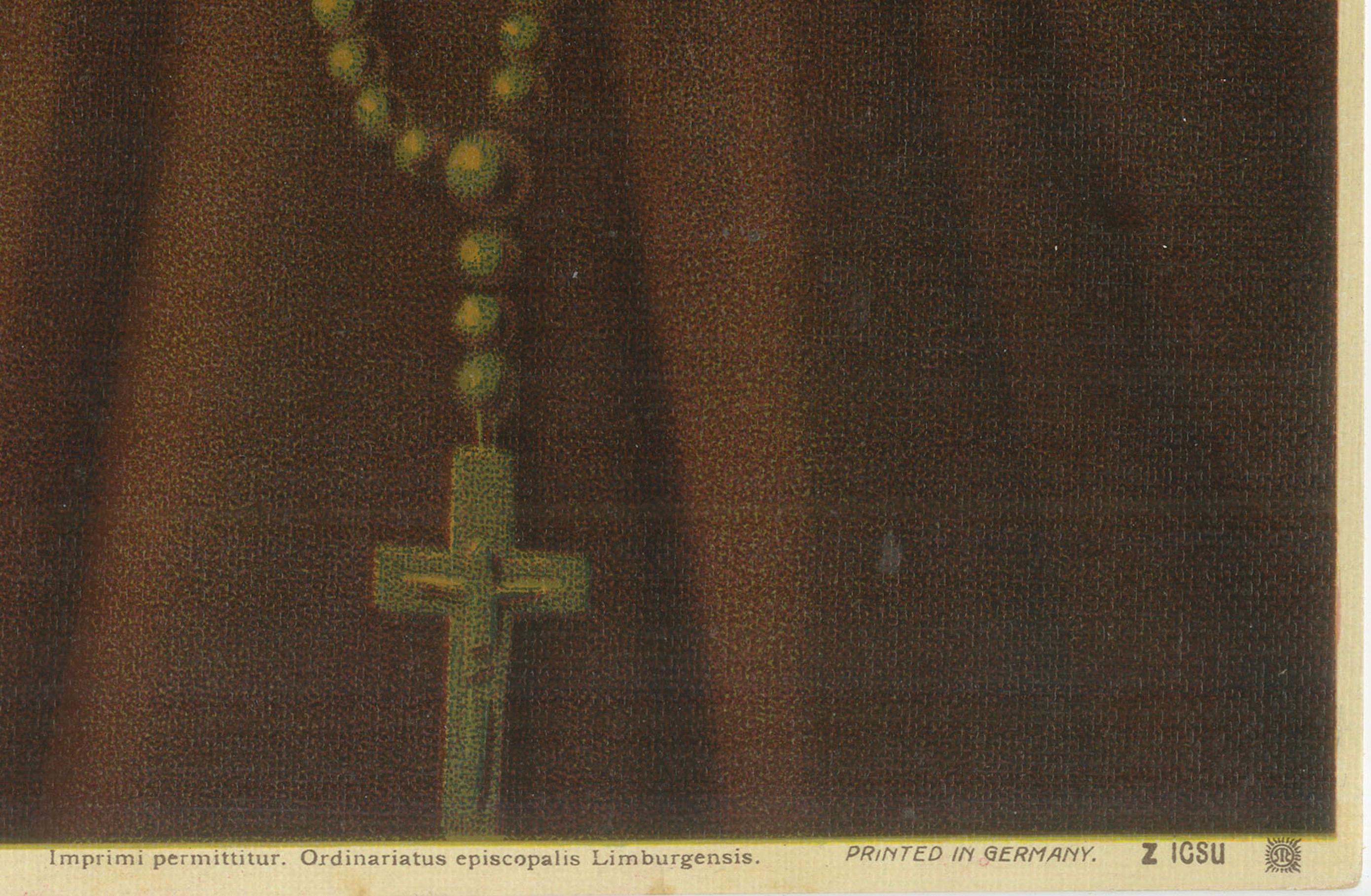 St. Anthony of Padua, c.1905 German Devotional Chromolithograph with Christ Bon état - En vente à Langweer, NL