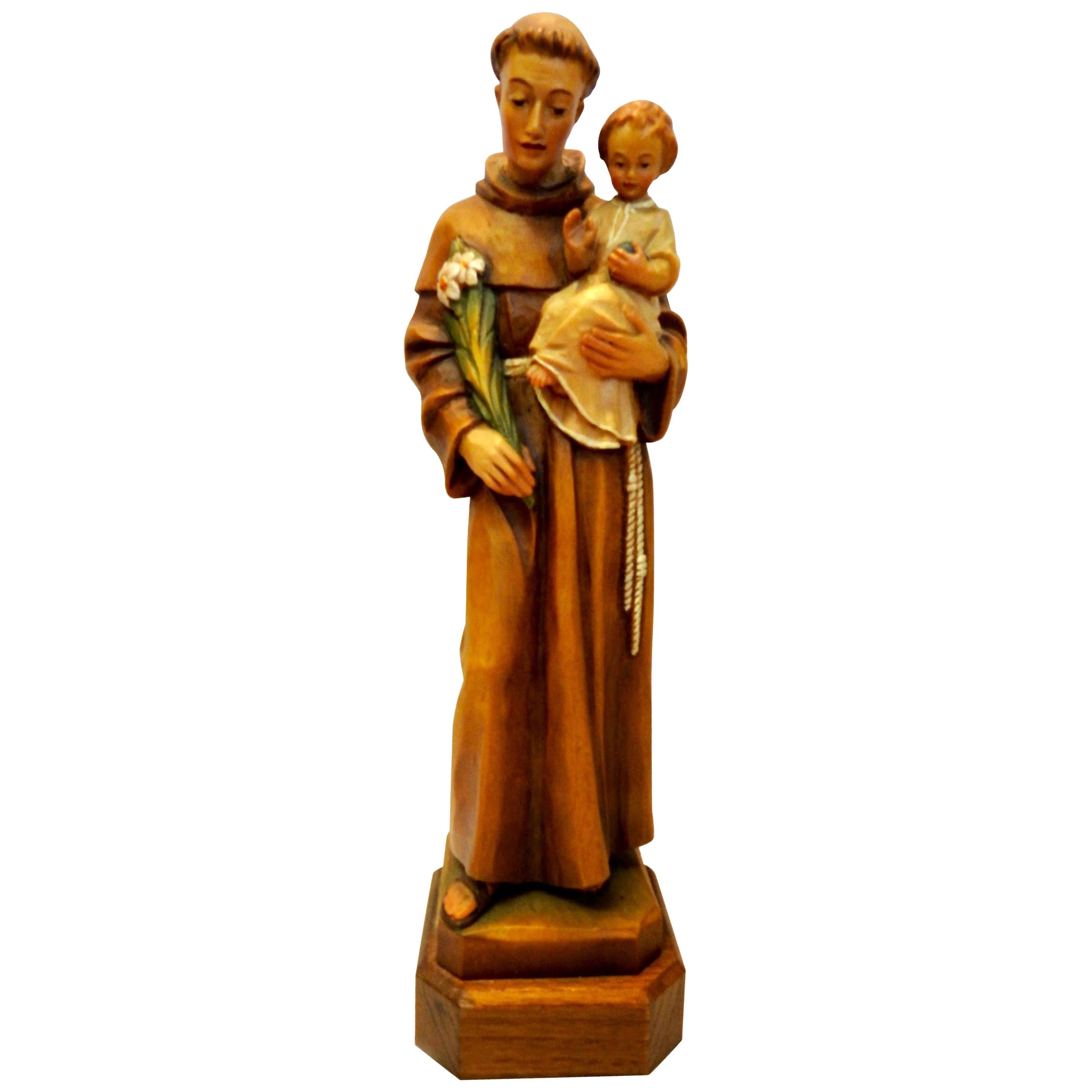 St. Anthony with Christ Child ANRI Wooden Hand Carved Figurine For Sale at  1stDibs | anri christ, st anthony figurine