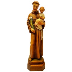 St. Anthony with Christ Child ANRI Wooden Hand Carved Figurine