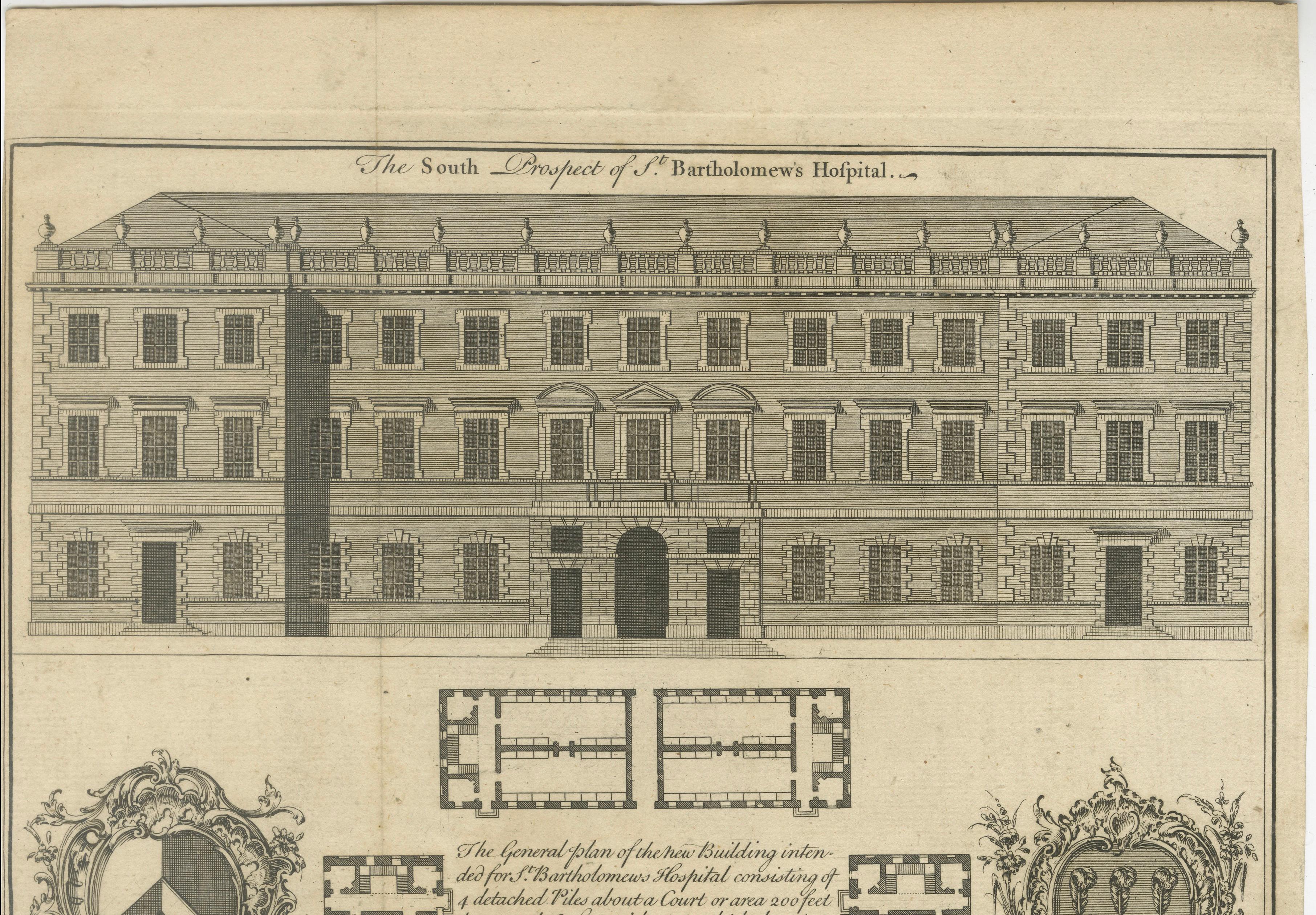 St Bartholomew’s Hospital London, Plans & Elevations, Cole, c.1755