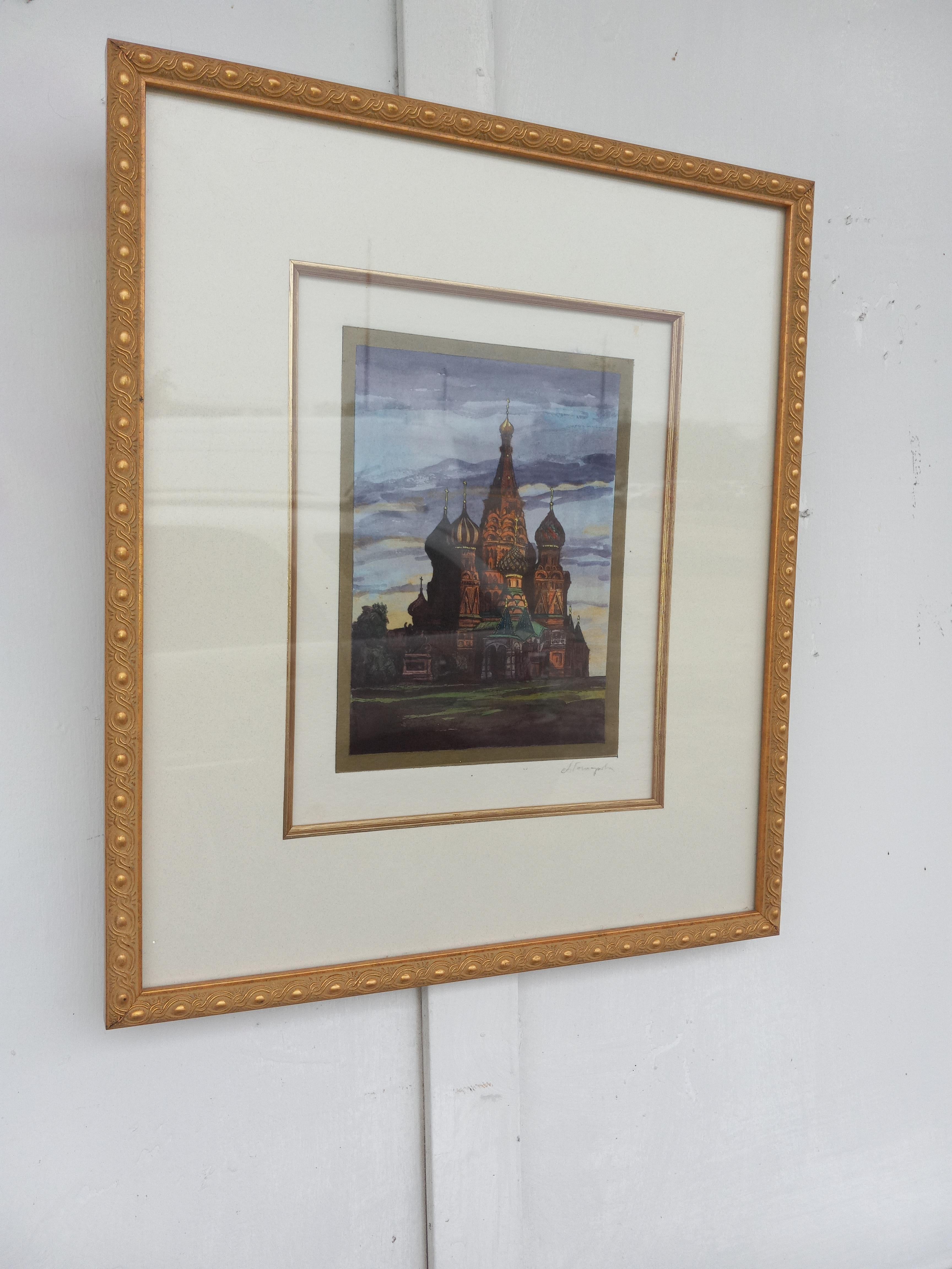 St. Basils Cathedral / Moscow watercolor
Frame 13x15
Actual Size 5x6.75