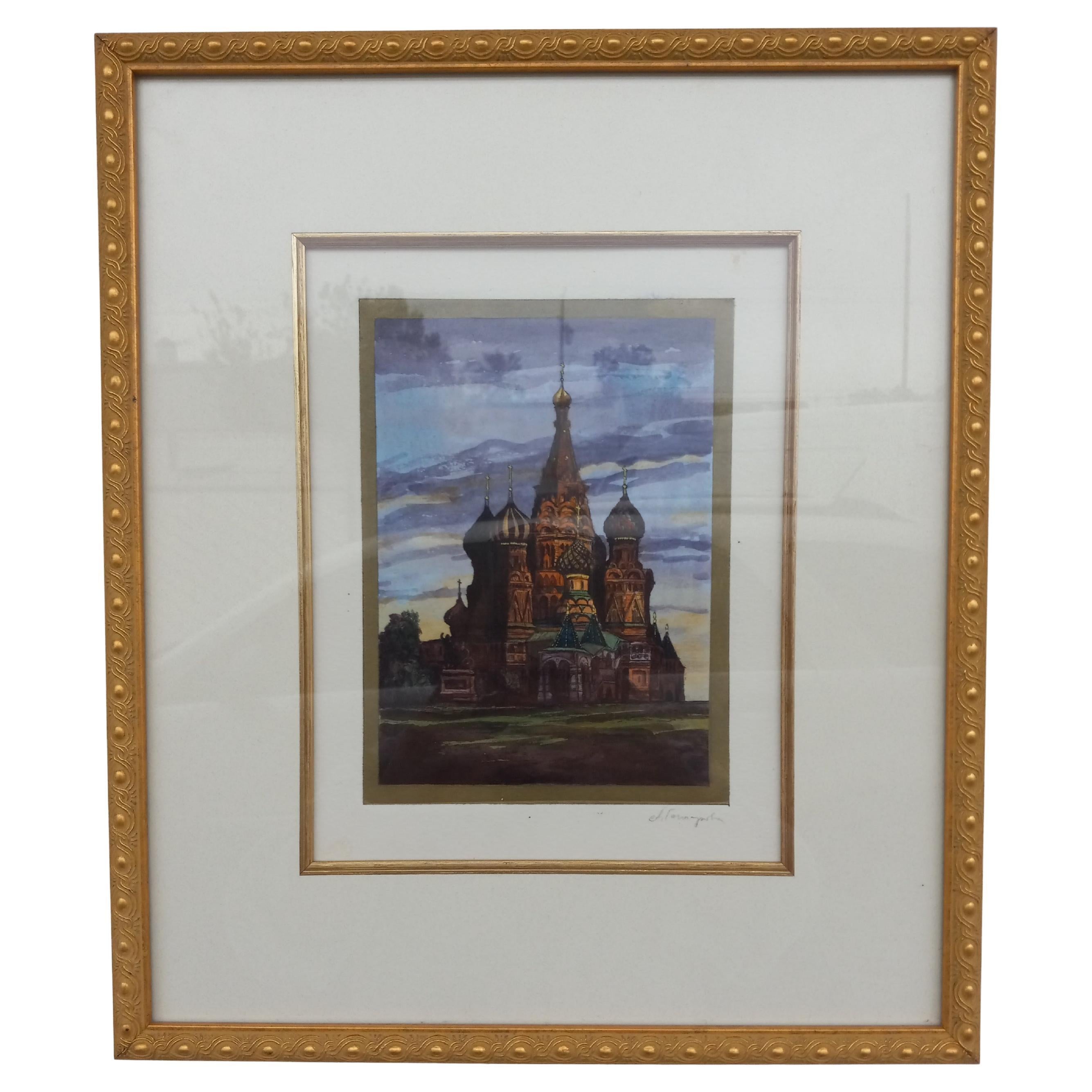St. Basils Cathedral / Moscow watercolor For Sale