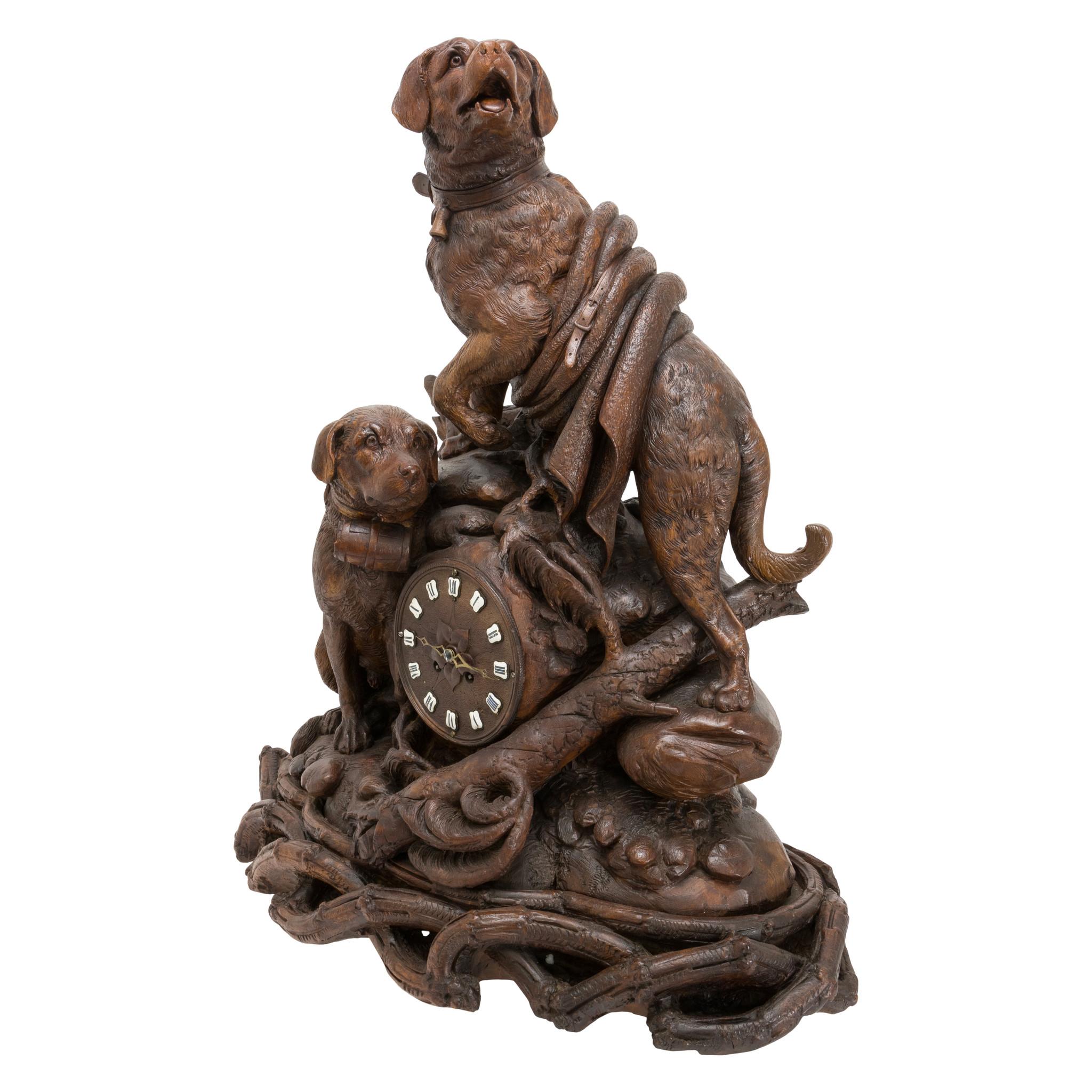 St. Bernard Black Forest Mantle Clock In Good Condition For Sale In Coeur d'Alene, ID