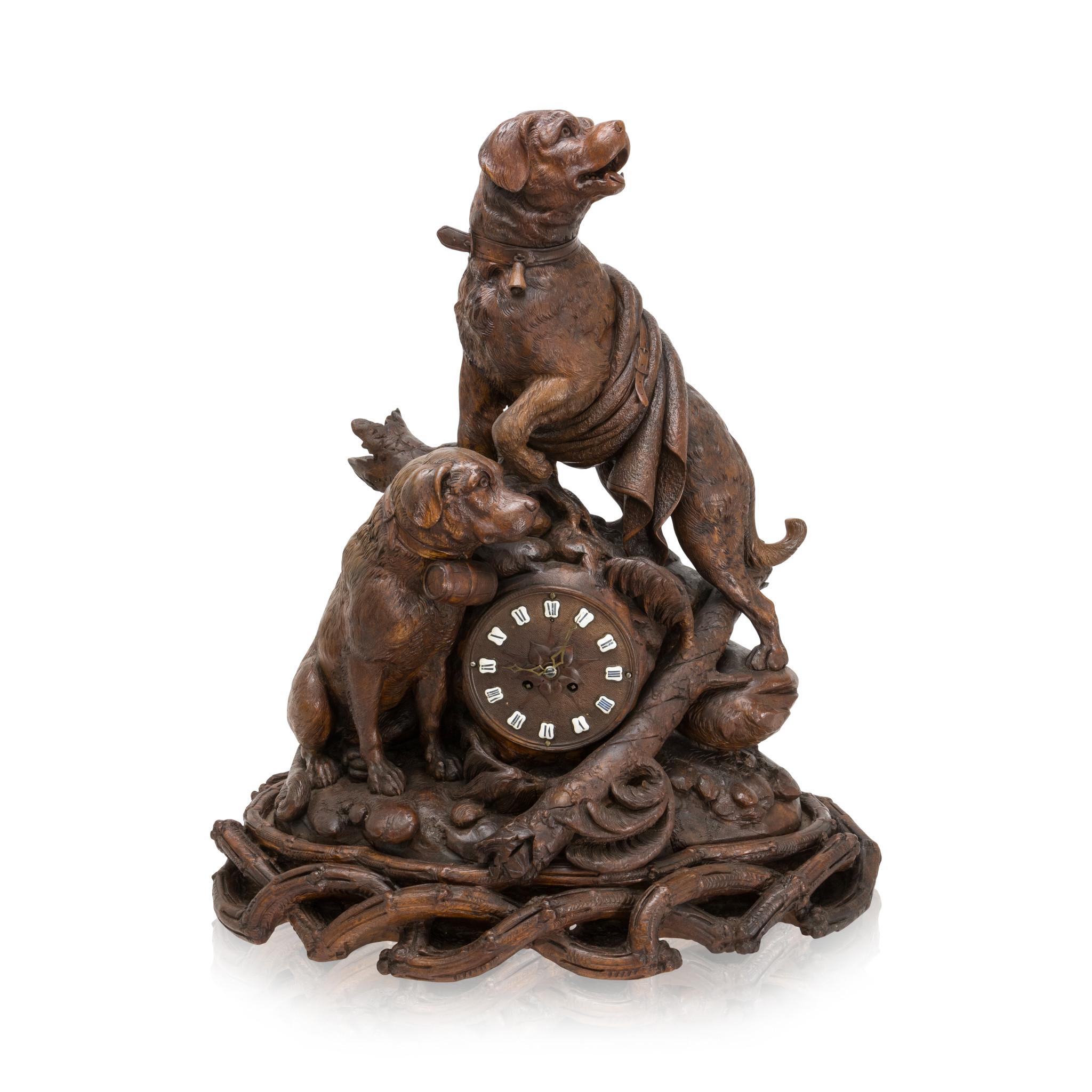 St. Bernard Black Forest Mantle Clock For Sale 2