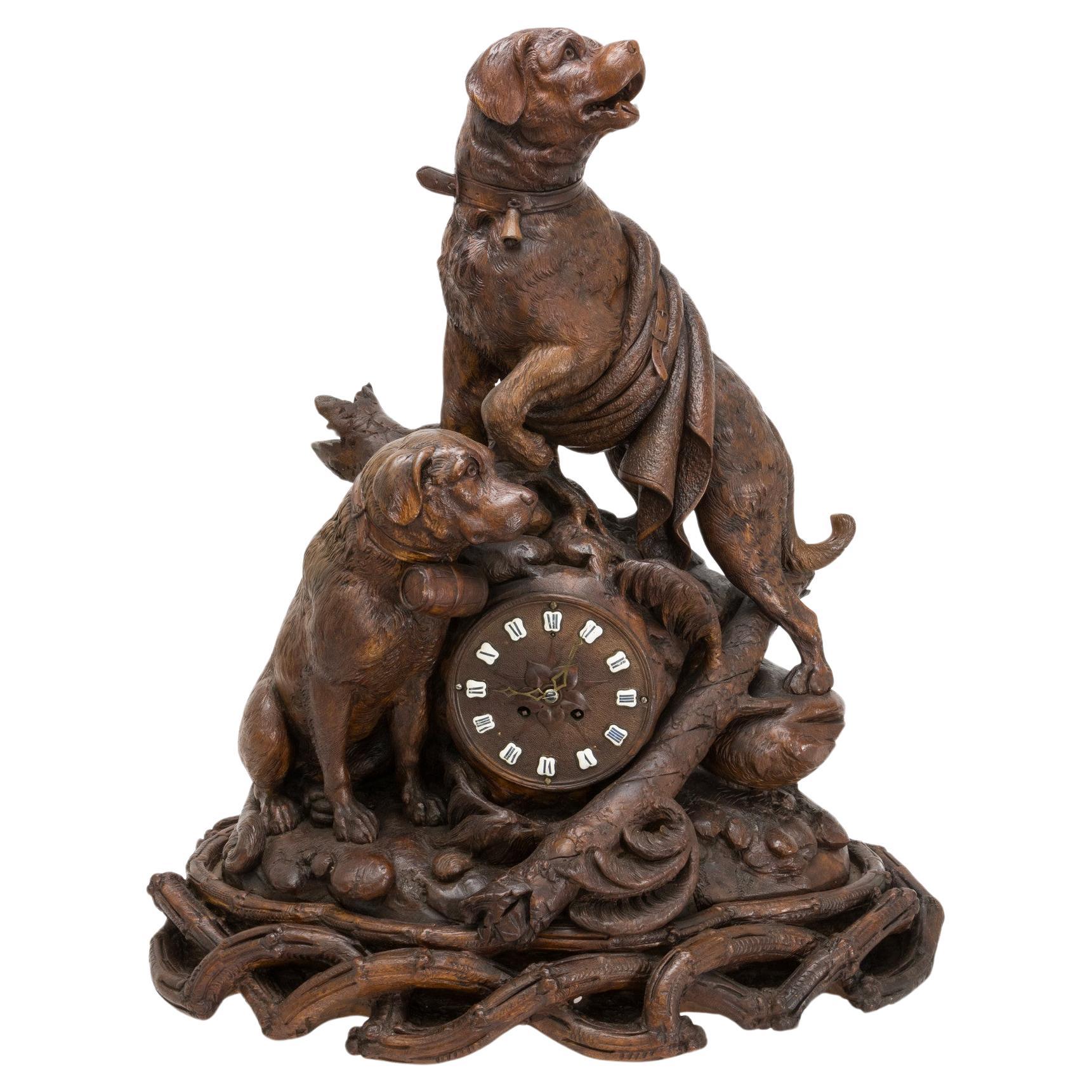 St. Bernard Black Forest Mantle Clock For Sale