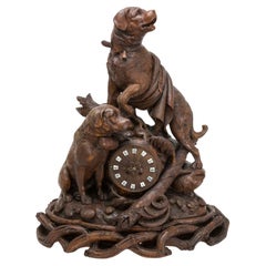Antique St. Bernard Black Forest Mantle Clock