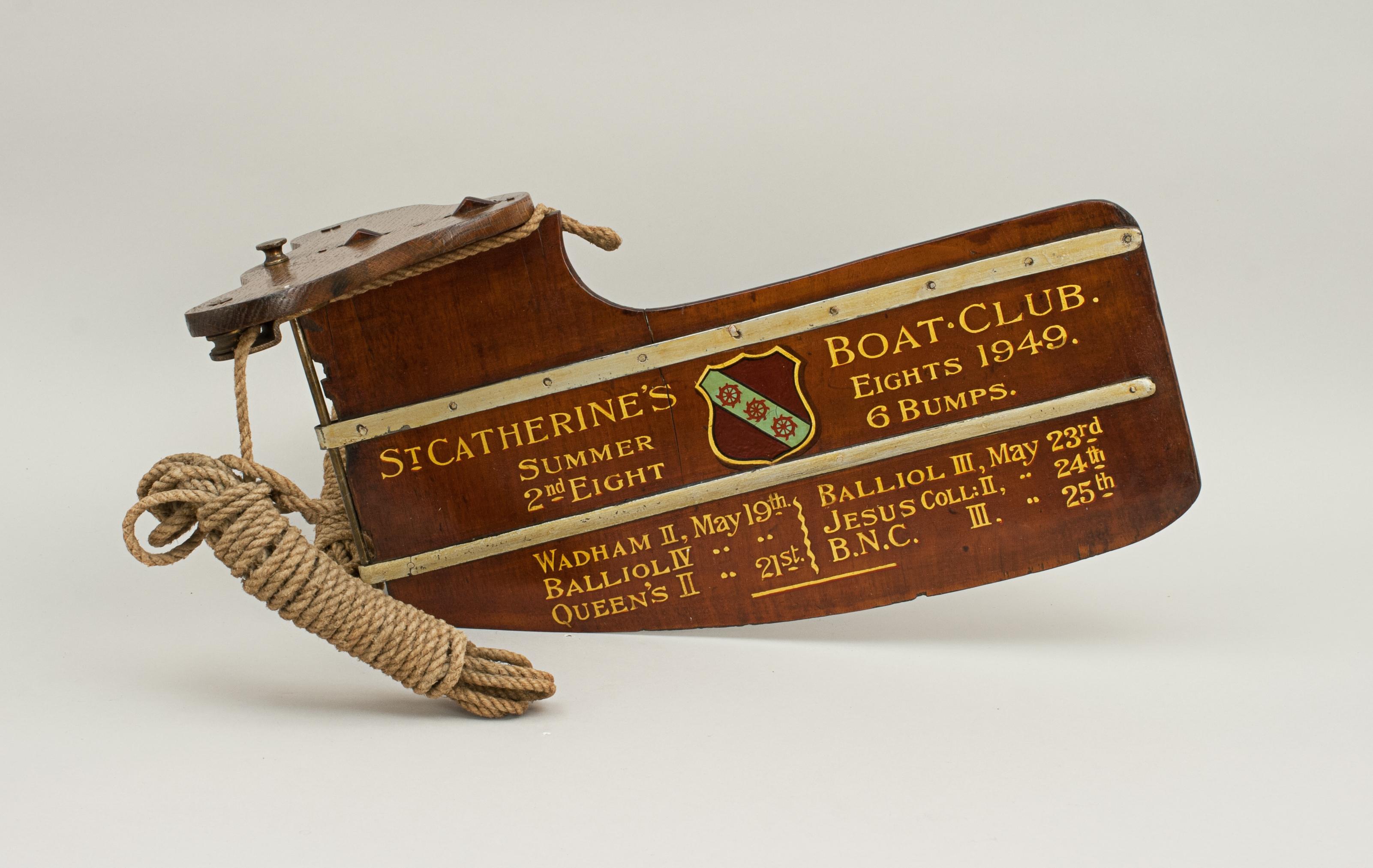 St Catharine's College Commemorative Rudder and Team Photo, Oxford University In Good Condition In Oxfordshire, GB