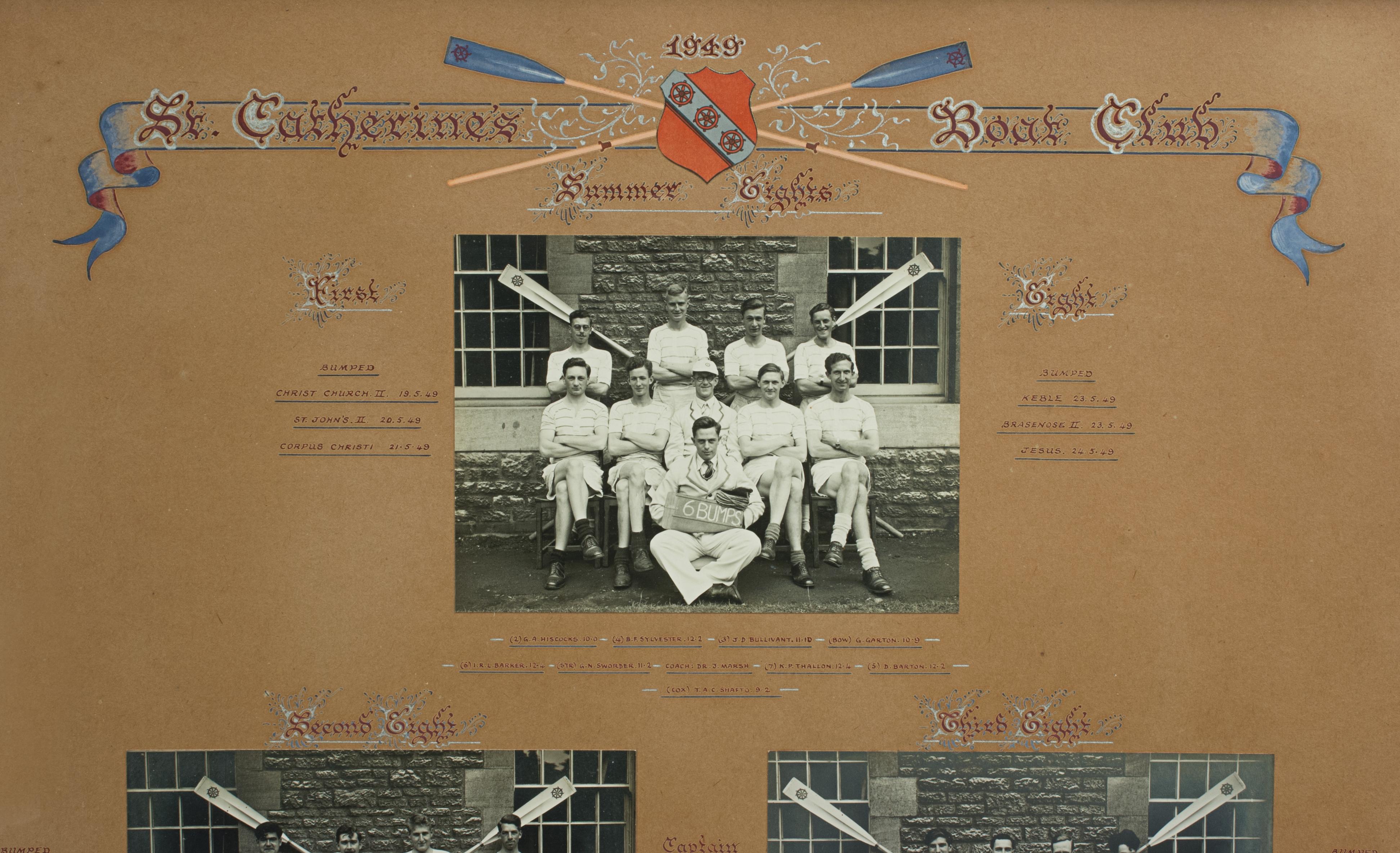 Wood St Catharine's College Commemorative Rudder and Team Photo, Oxford University