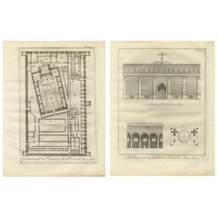 Monasterio de Santa Catalina en el Monte Sinaí - Grabados en planta y alzado c.1776