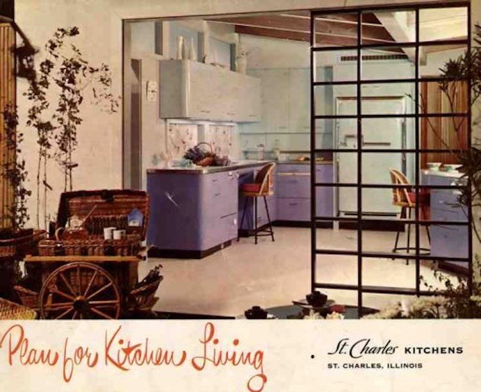 Powder-Coated St. Charles Mid-Century Modern Steel Kitchen Lower Cabinet, Original, 1940s