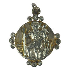 Vintage St Christopher Gold and Diamond Charm Pendant