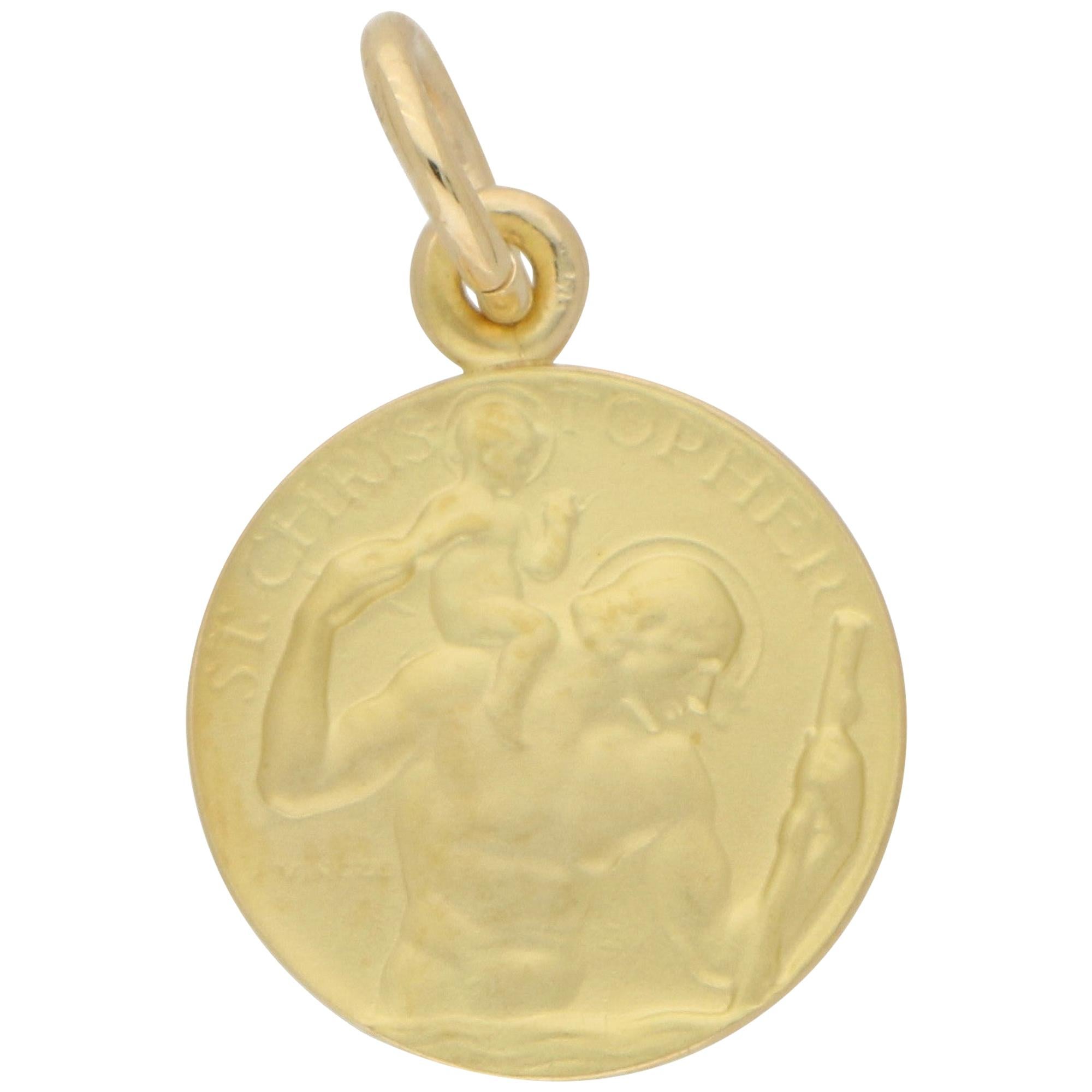 Pendentif / breloque St. Christopher en or jaune 9 carats