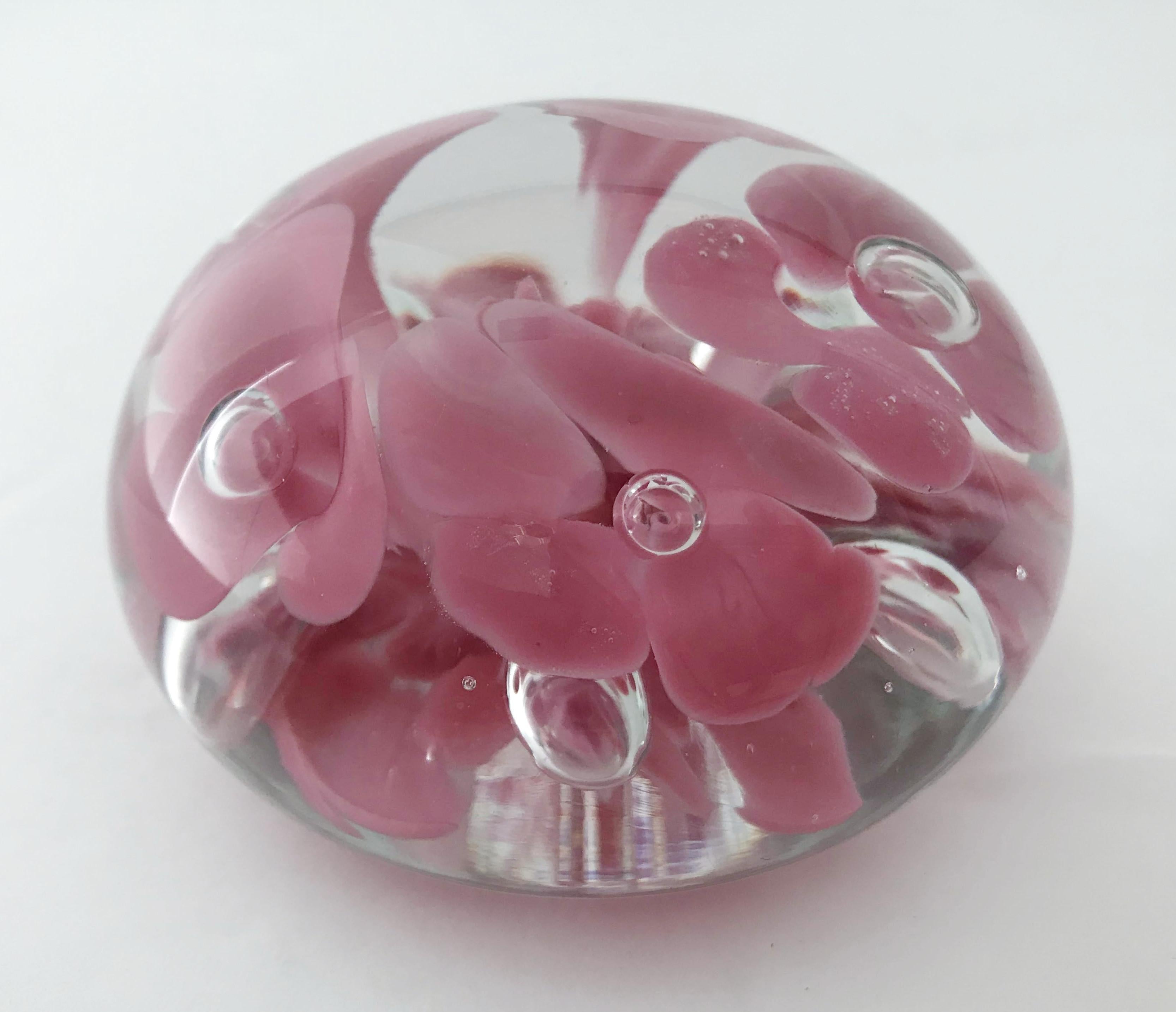 Vintage art glass paperweight with hand blown pink flowers, made in USA, circa 1960s
Original mark on the base
Measures: Diameter 2.75 inches, height 2 inches
1 in stock in Palm Springs on FINAL CLEARANCE SALE for $149 !
This piece makes for a great