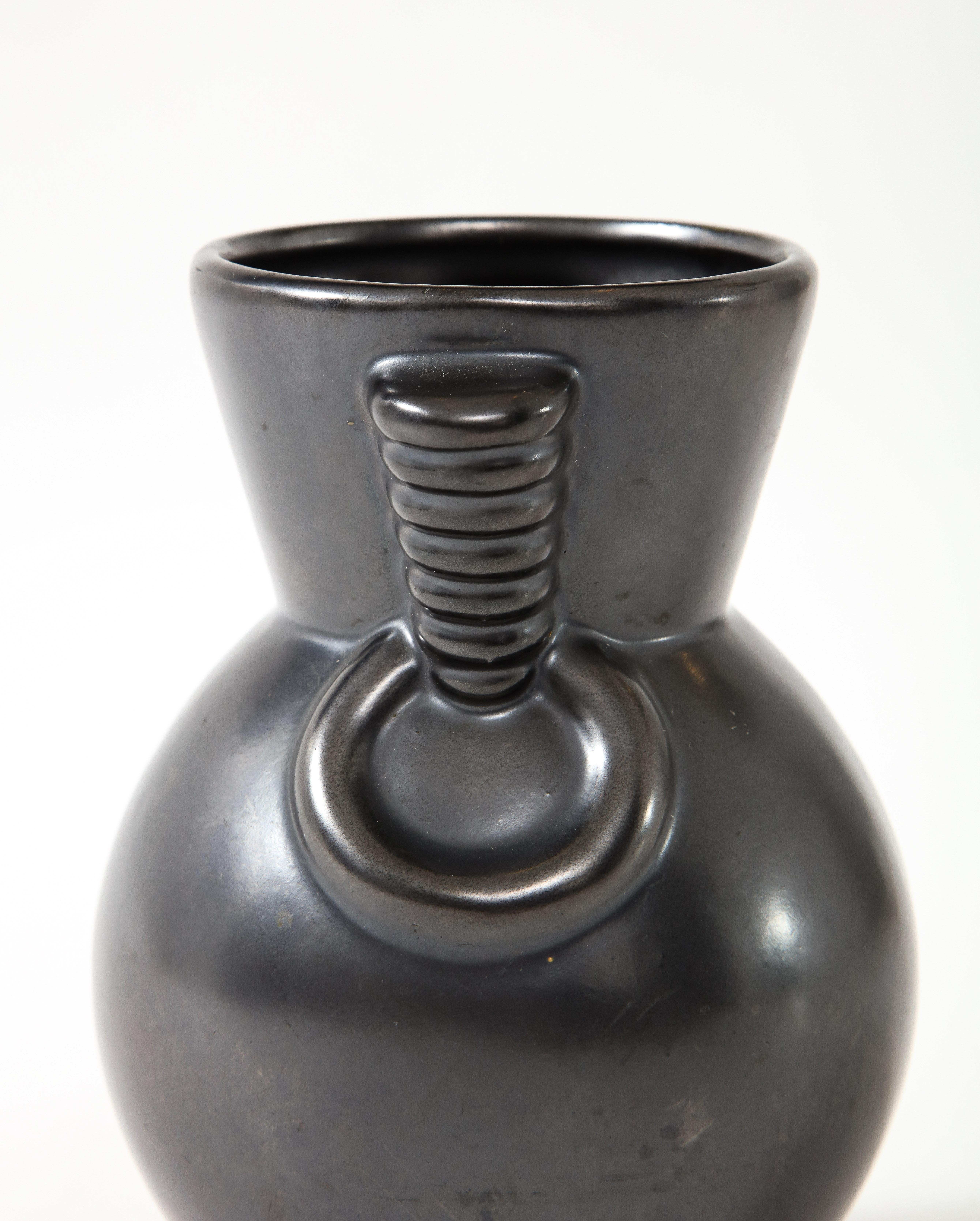 Mid-20th Century St. Clement, B. Leyalle, Matte Back Vase, France, c. 1930-40's, Signed & No.