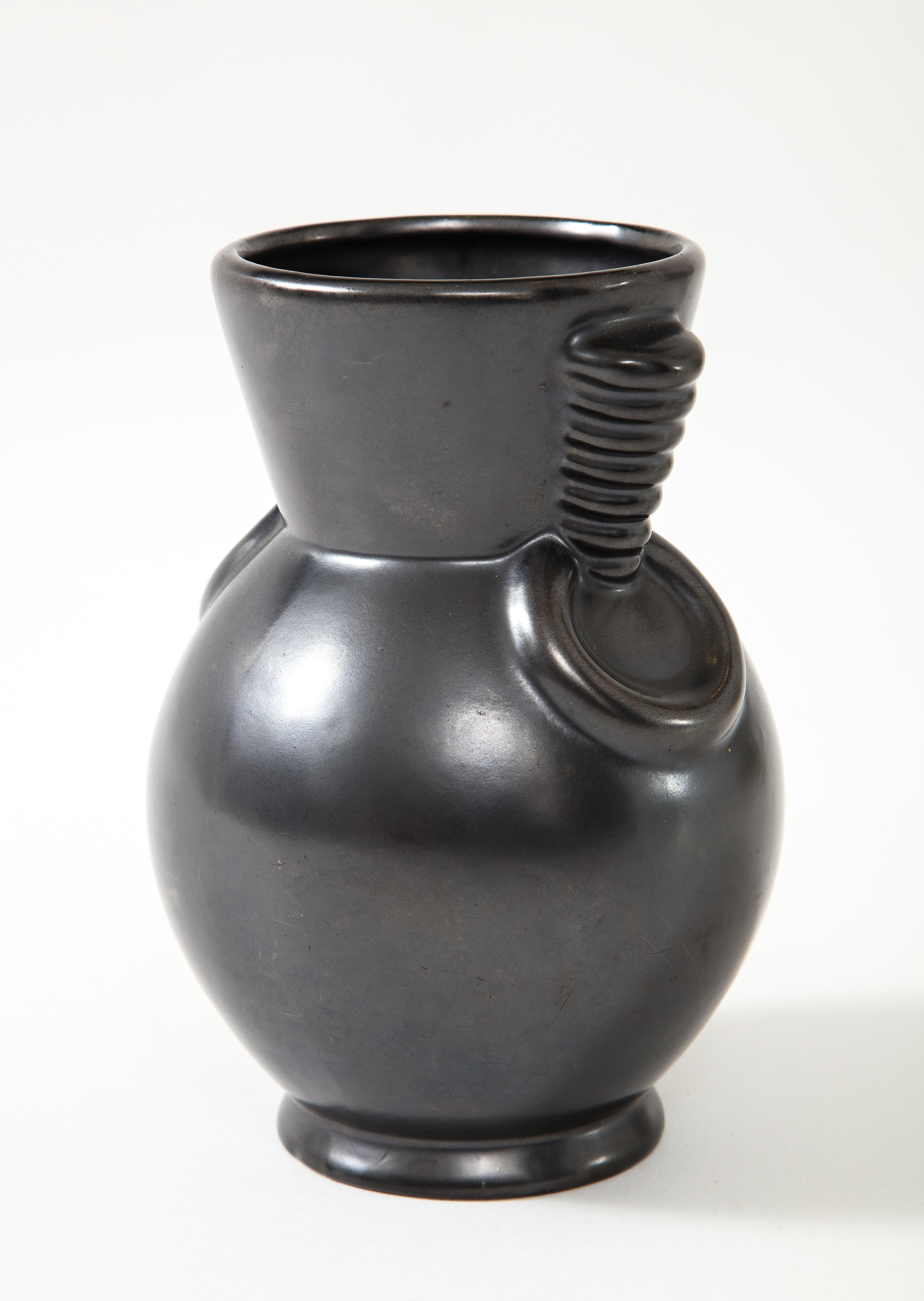 Ceramic St. Clement, B. Leyalle, Matte Back Vase, France, c. 1930-40's, Signed & No.
