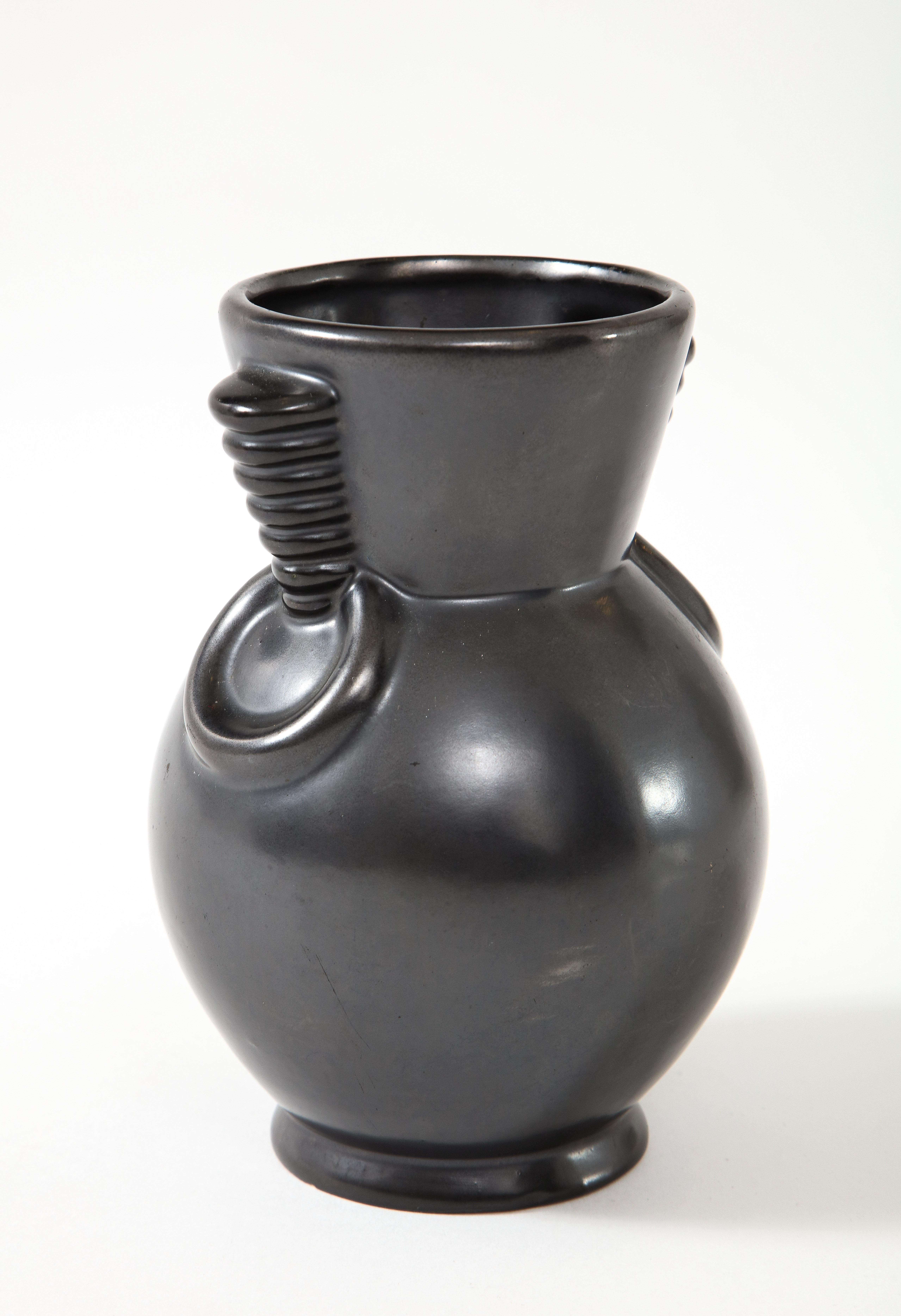 St. Clement, B. Leyalle, Matte Back Vase, France, c. 1930-40's, Signed & No. 2