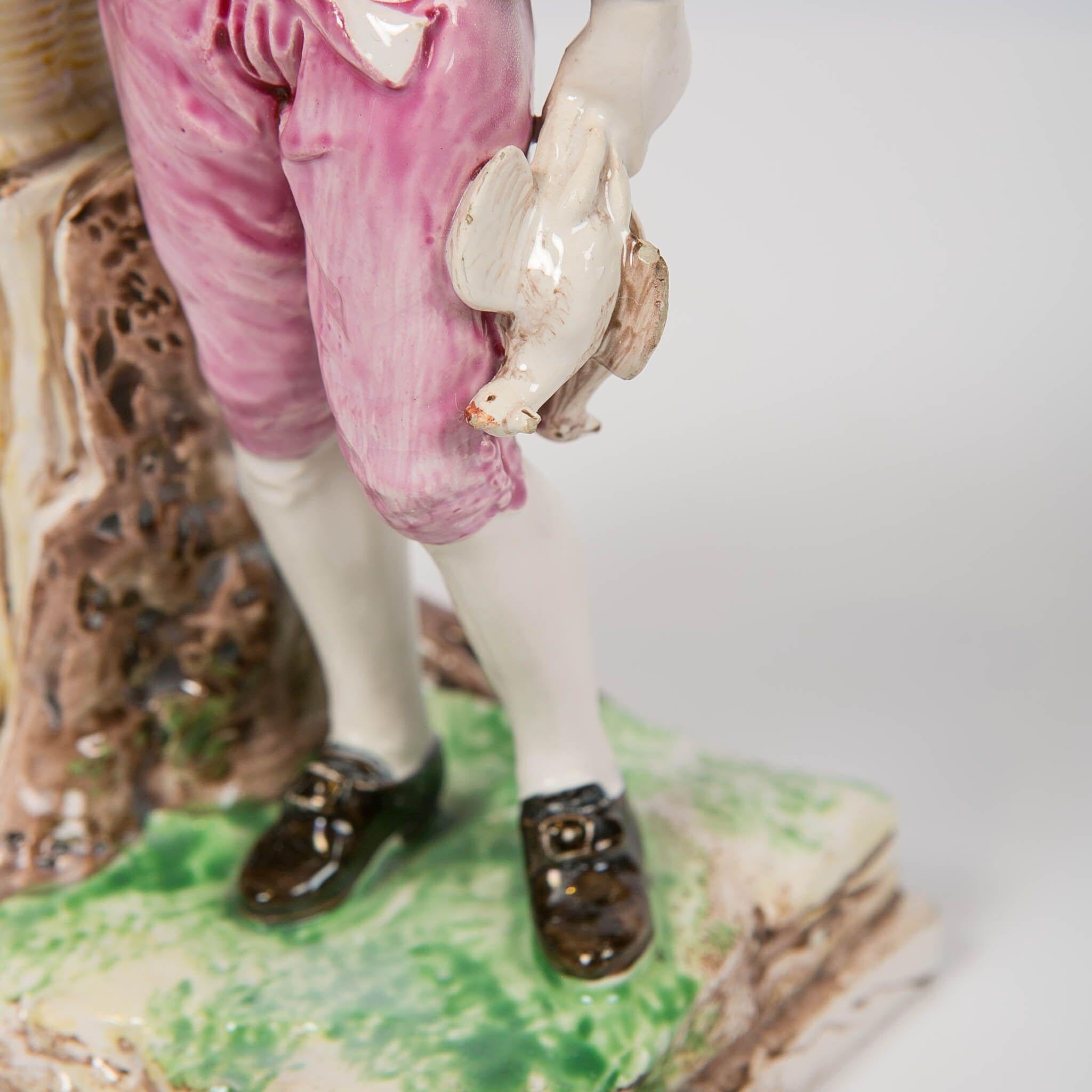 Late 18th Century St. Clément Figure of a Young Man Going to Market France, circa 1775