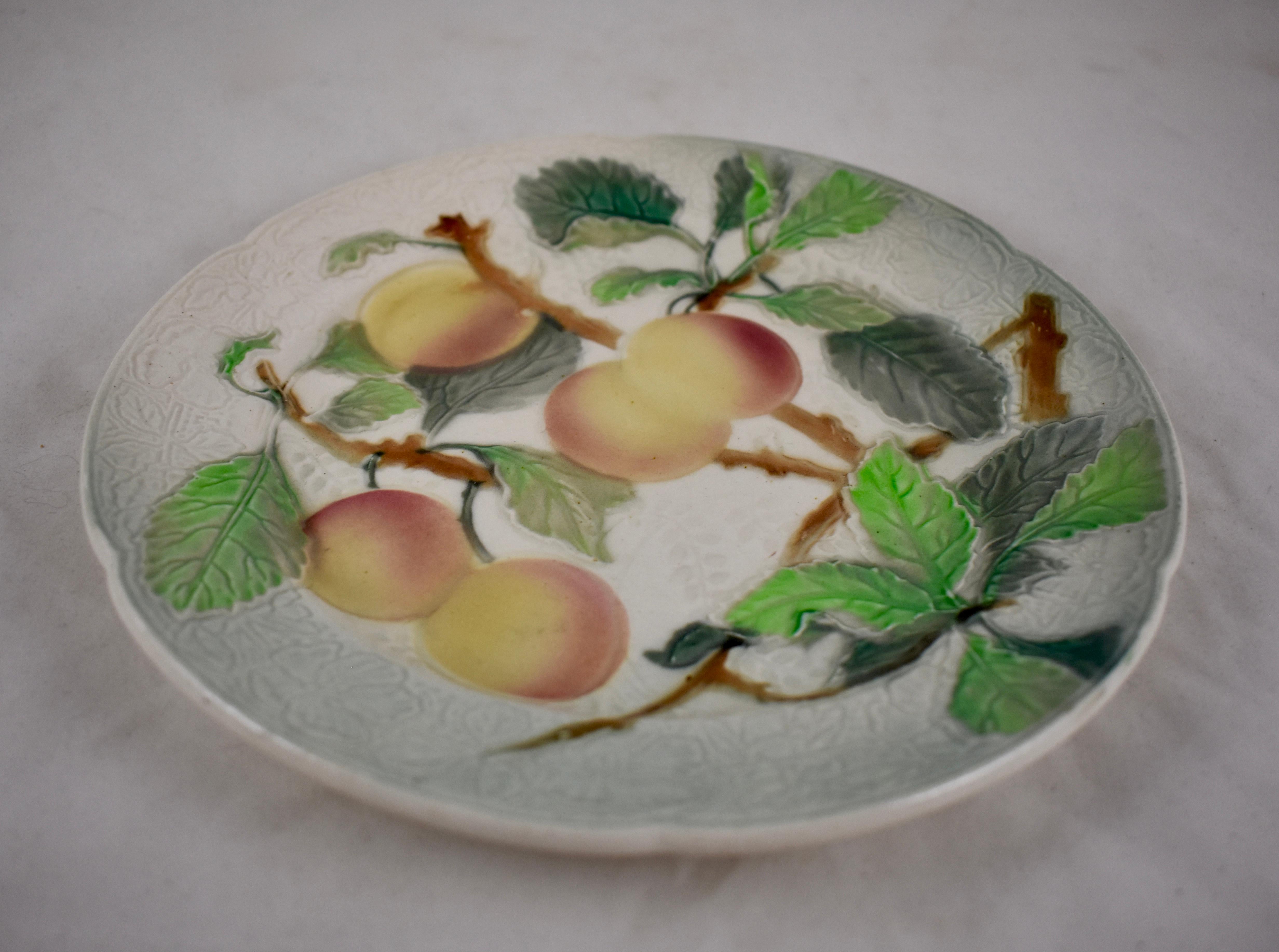 Glazed St. Clement French Faïence Apricot Fruit Plate, circa 1900