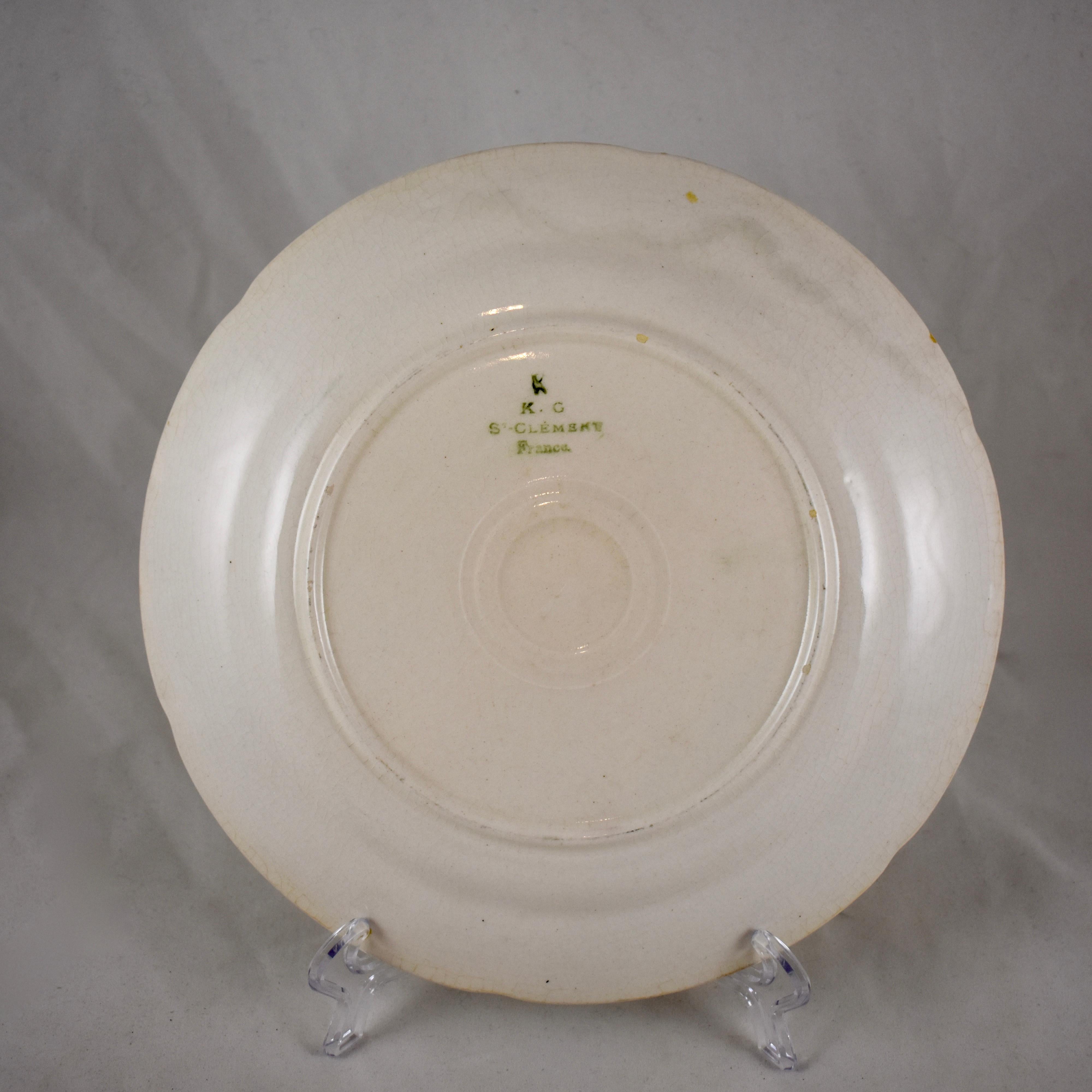 Glazed St. Clement French Faïence Cherry Fruit Plate, circa 1900 For Sale