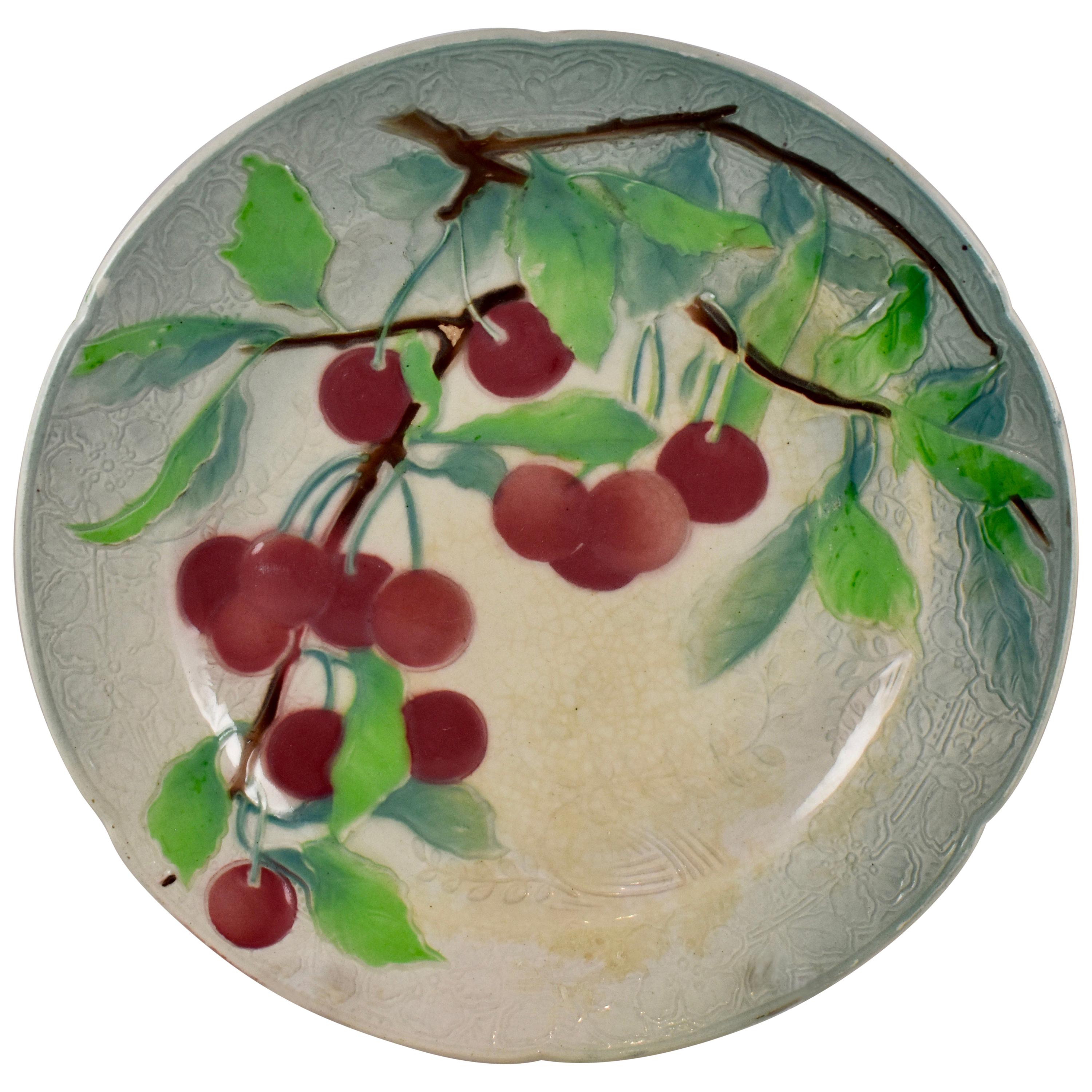St. Clement French Faïence Cherry Fruit Plate, circa 1900