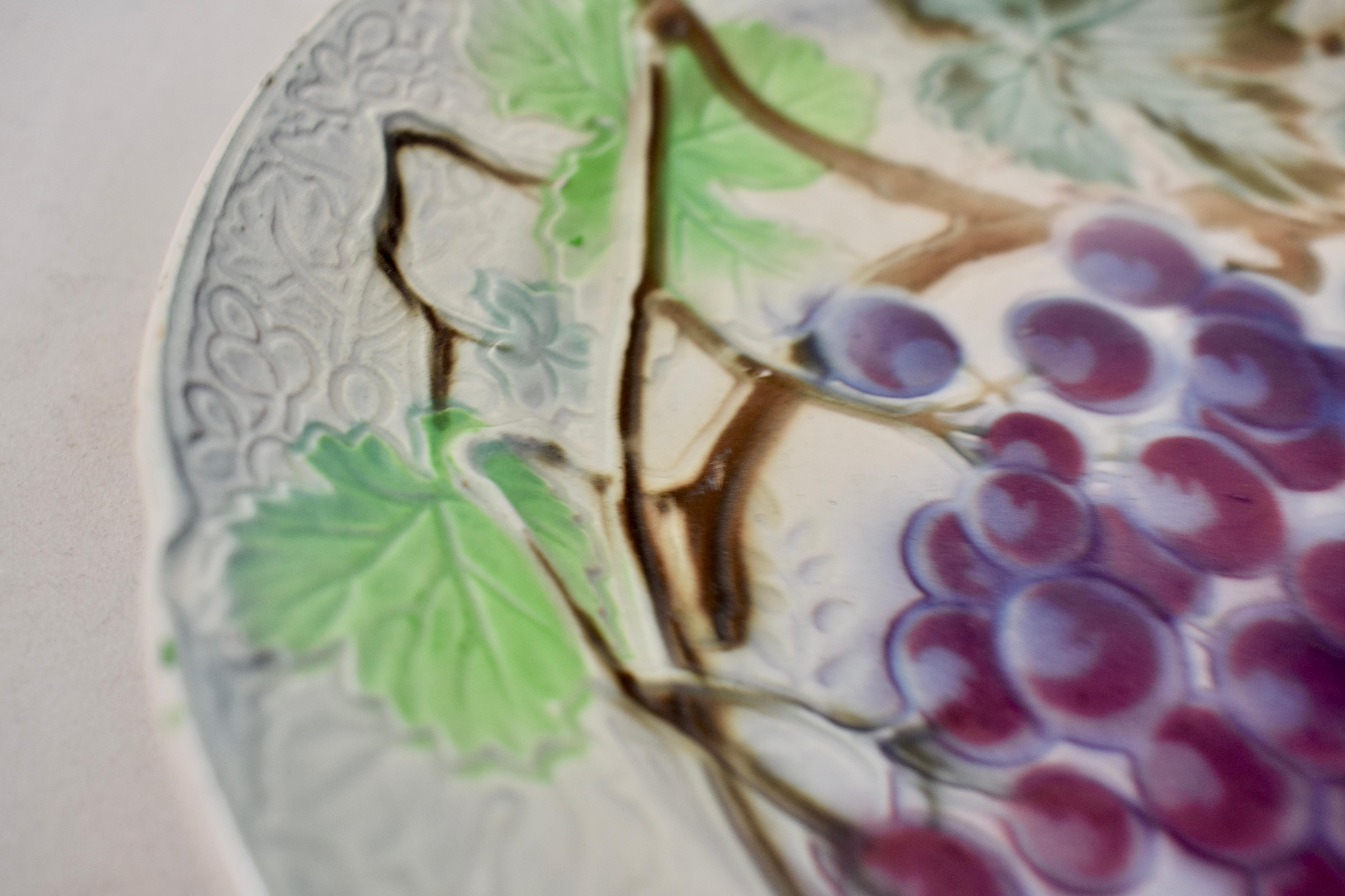 Earthenware St. Clement French Faïence Fruit Plates, Set of 6 'a', circa 1900 For Sale