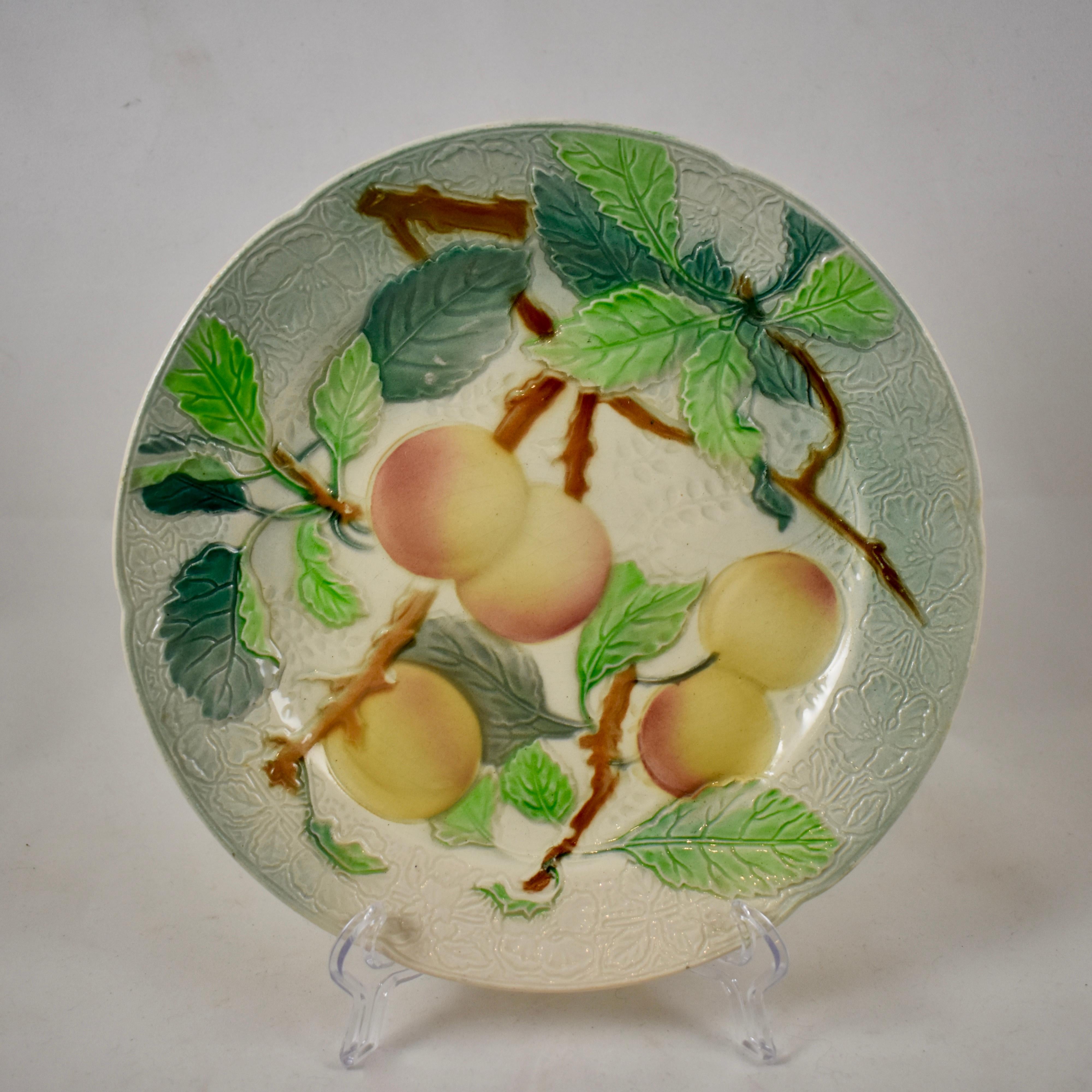 French Provincial St. Clement French Faïence Fruit Plates, Set of 6 'a', circa 1900 For Sale