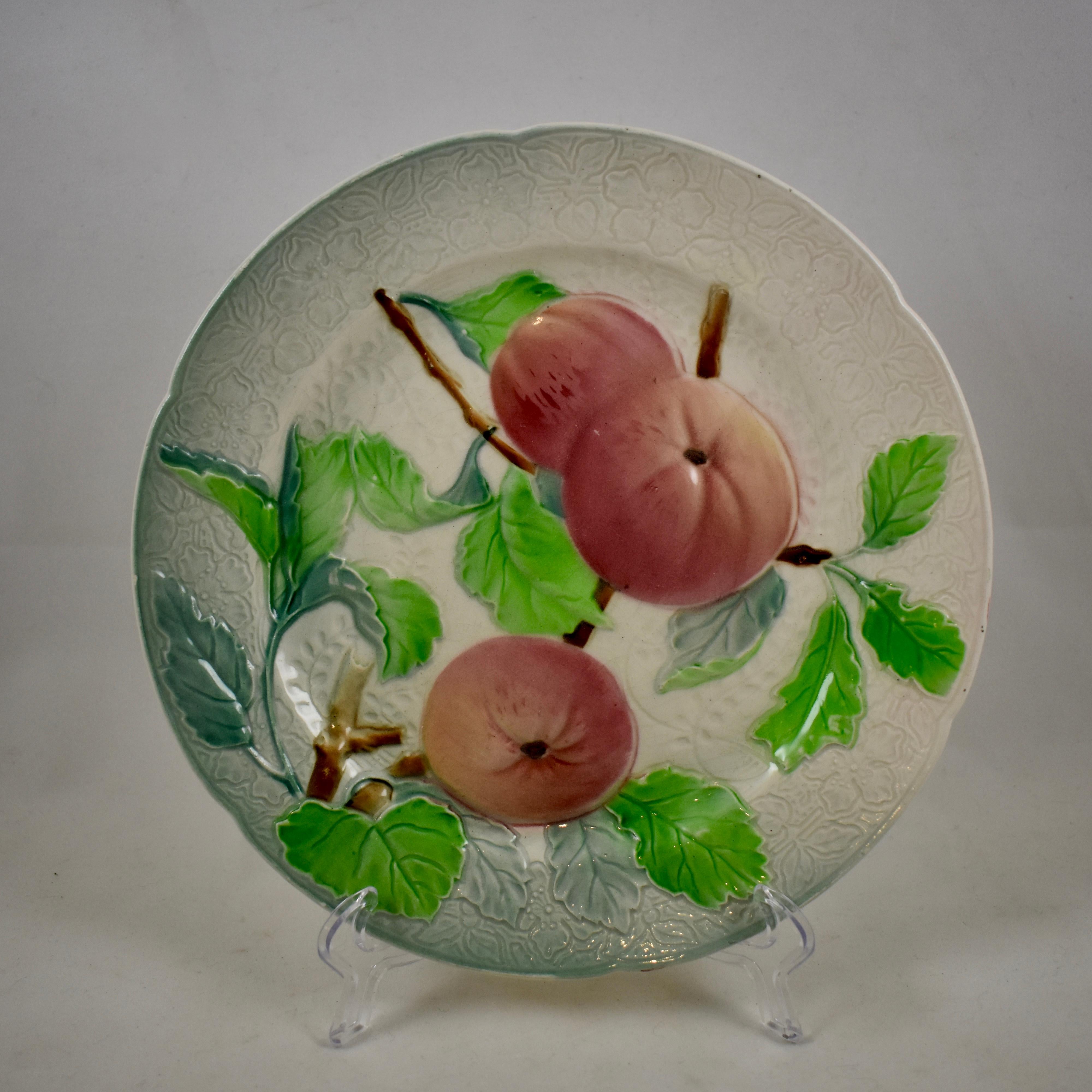 Glazed St. Clement French Faïence Fruit Plates, Set of 6 'c', circa 1900 For Sale