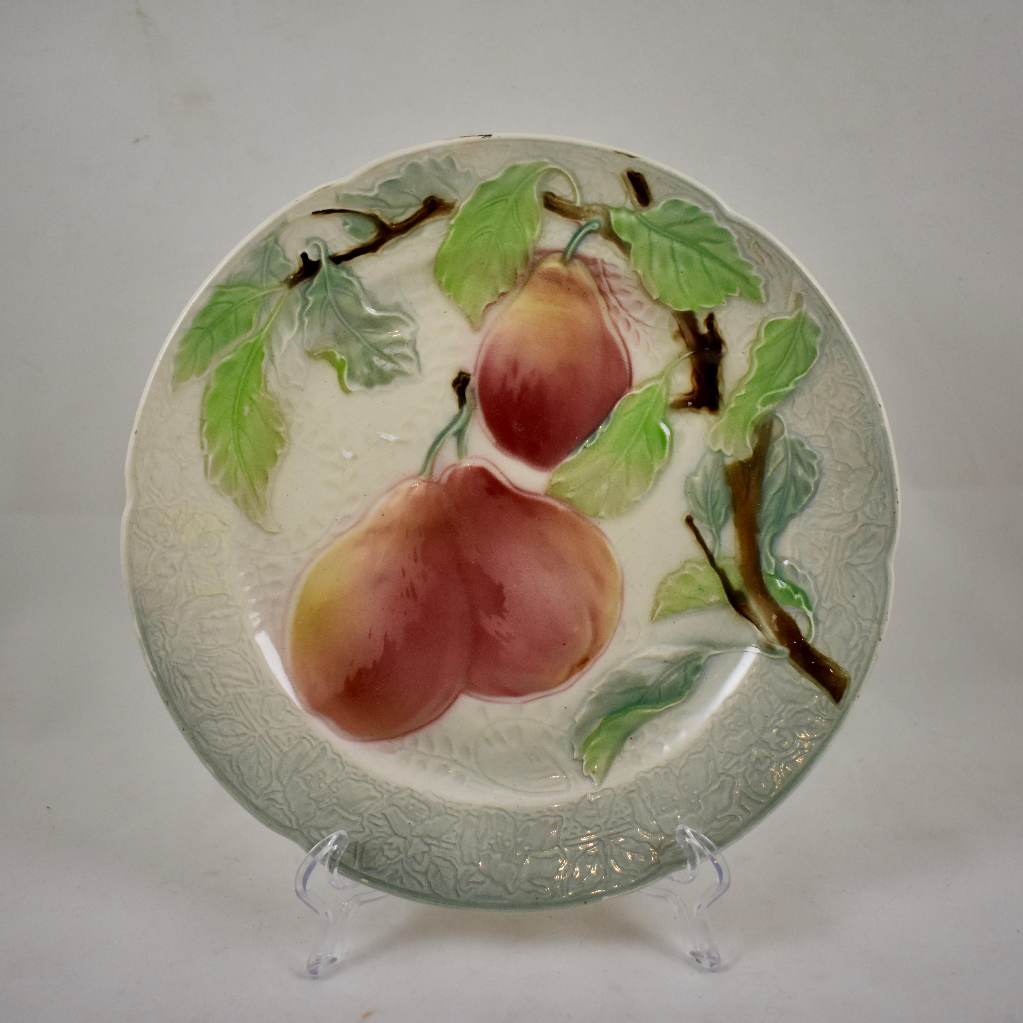 Early 20th Century St. Clement French Faïence Fruit Plates, Set of 6 'c', circa 1900 For Sale