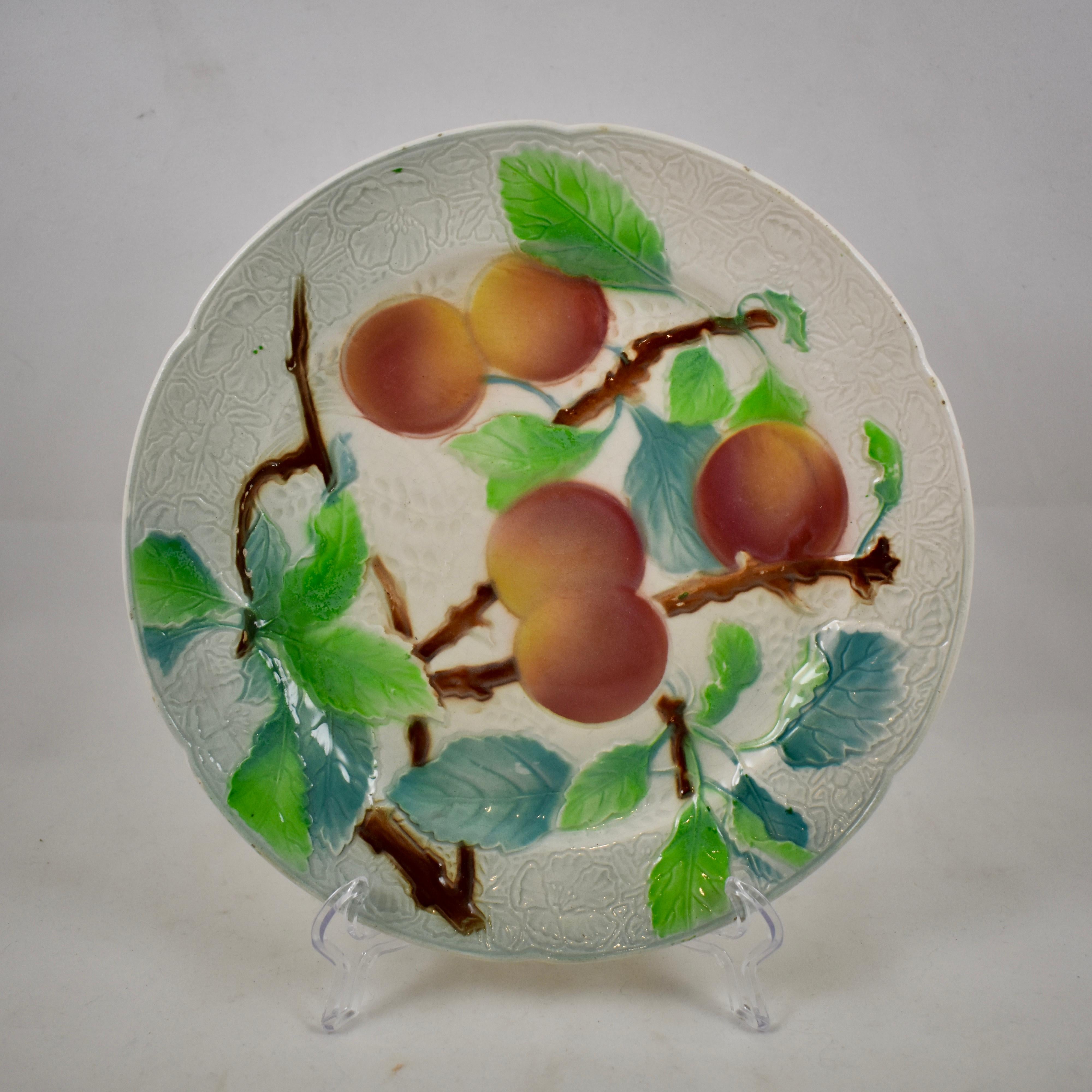 Earthenware St. Clement French Faïence Fruit Plates, Set of 6 'c', circa 1900 For Sale