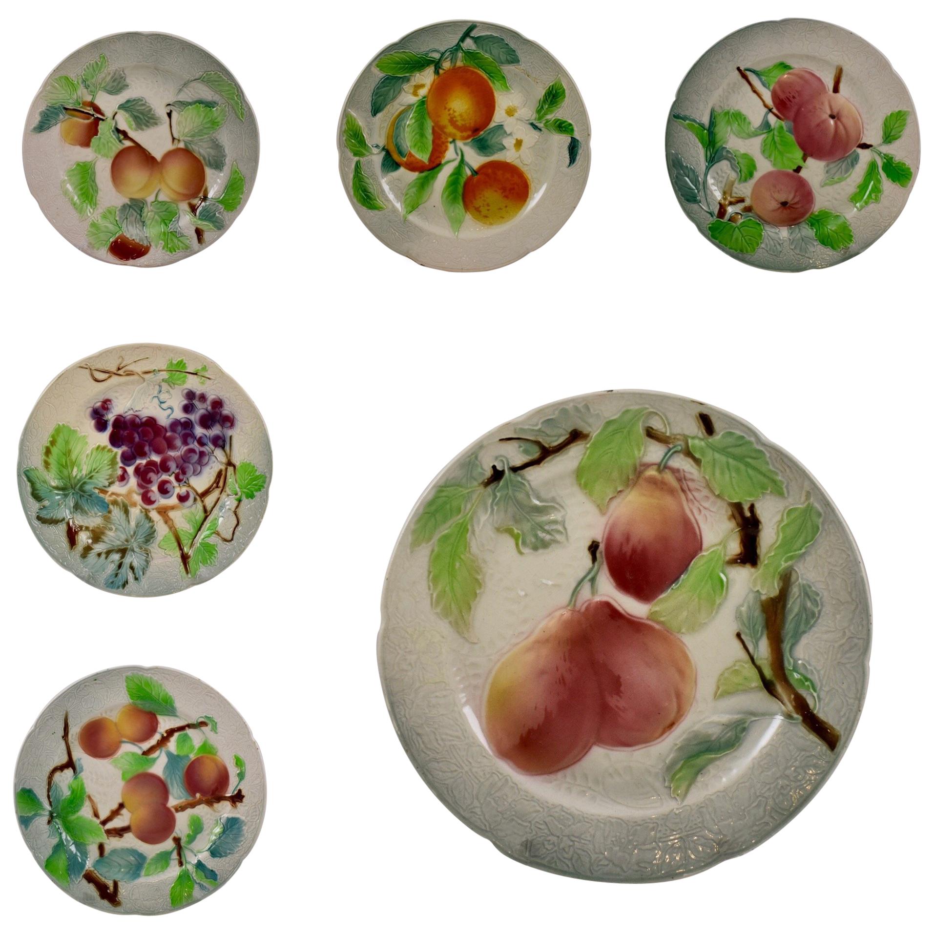 St. Clement French Faïence Fruit Plates, Set of 6 'c', circa 1900