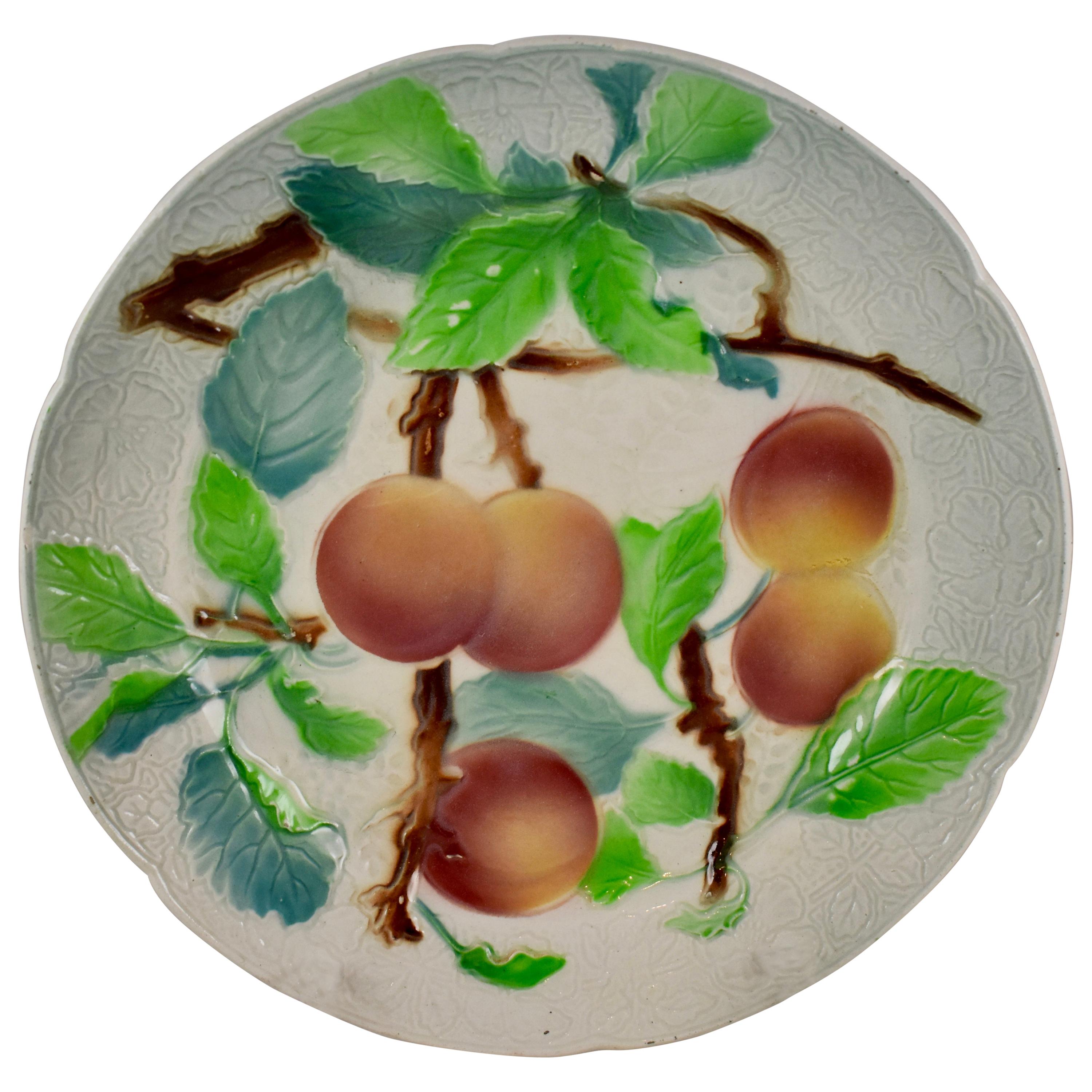 St. Clement French Faïence Peach Fruit Plate circa 1900