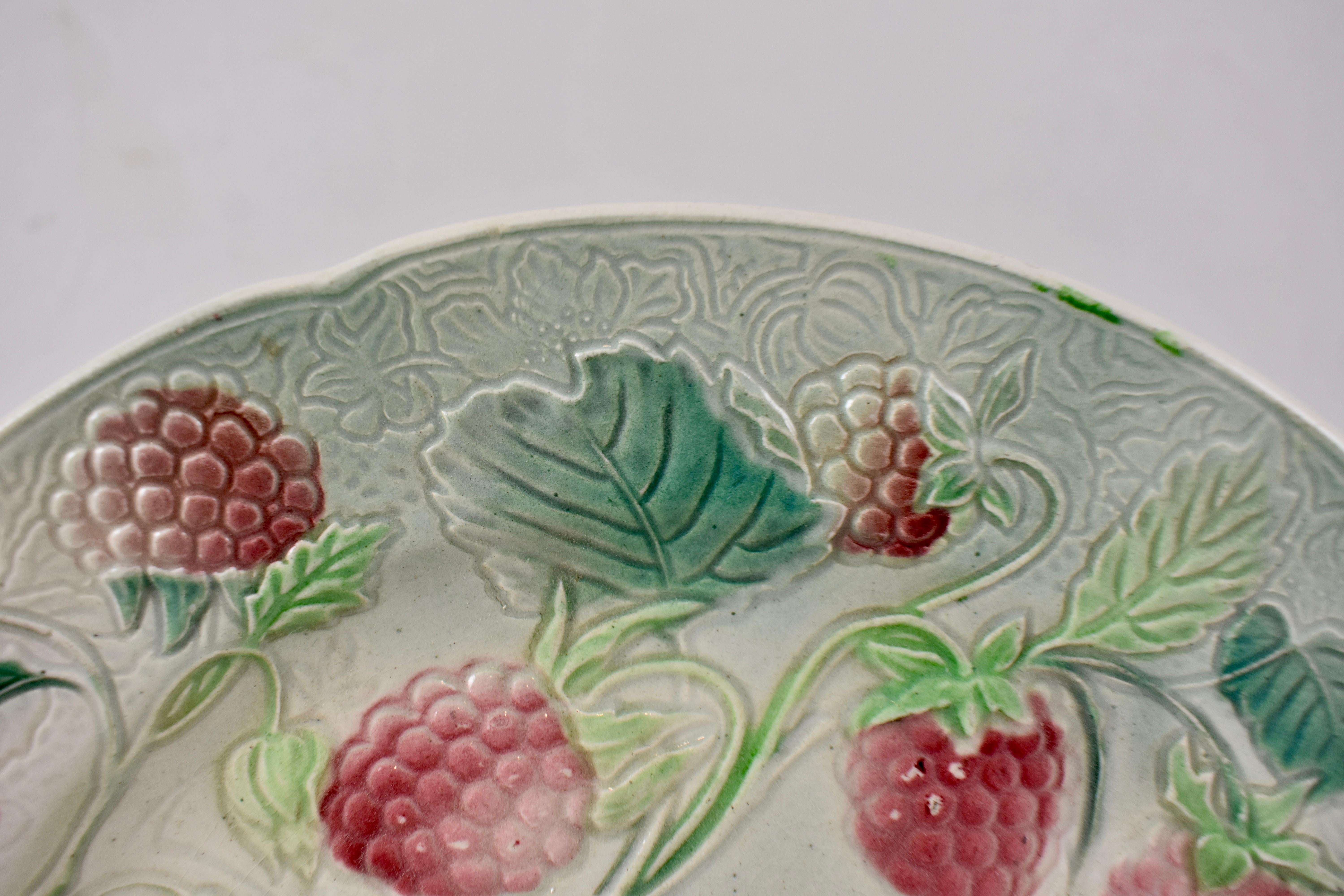 Glazed K&G St. Clement French Faïence Strawberry Fruit Plates, Set of 4, circa 1900