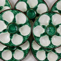 St. Clement French Majolica Pottery Basket Weave Oyster Plate