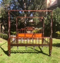 St. Croix Danish West Indies Mahogany King Size Four-Poster Bed, 19th Century