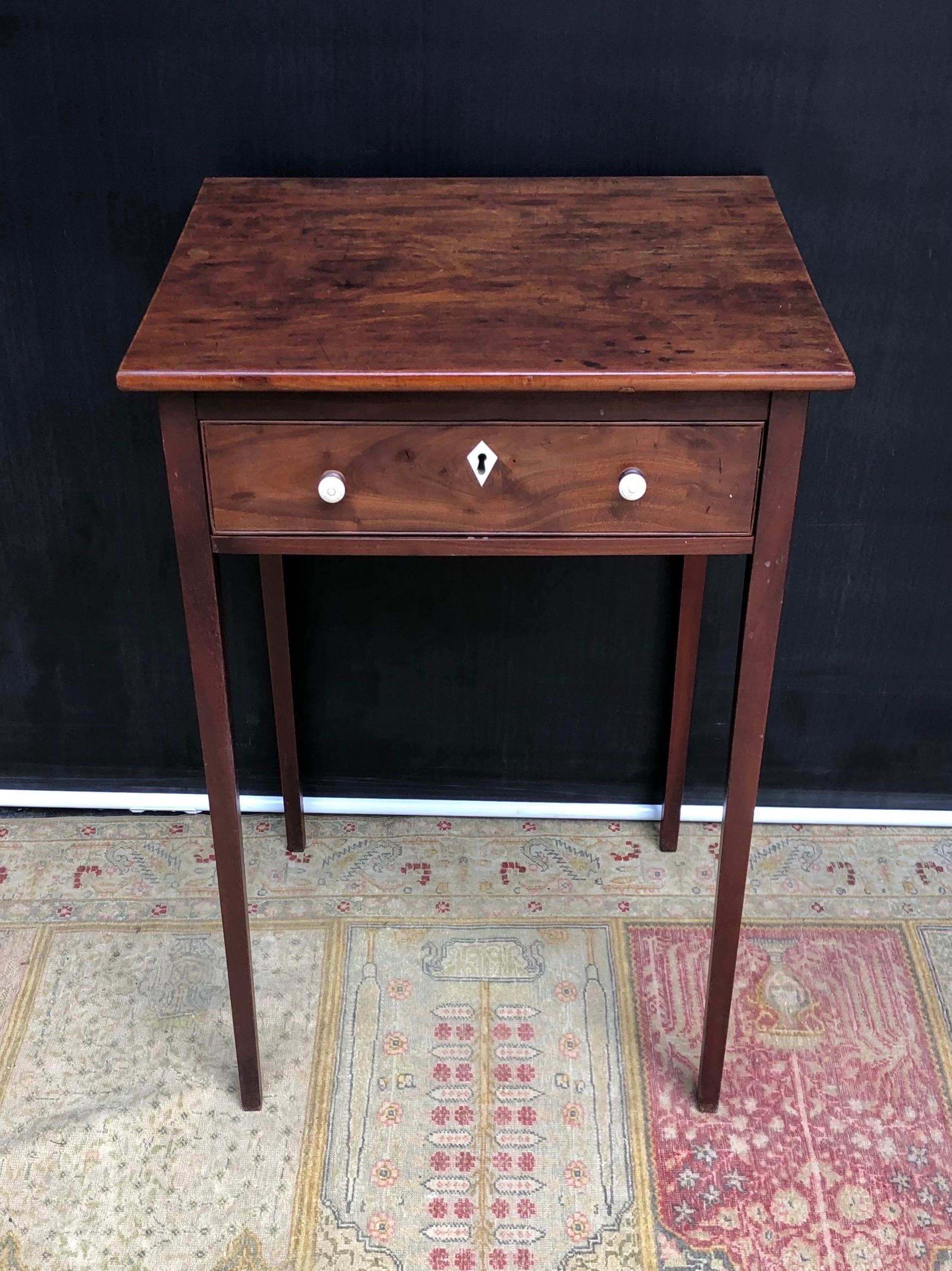 Caribbean St. Croix Mahogany Directoire One Drawer Stand, Stamped By Maker circa 1790-1800 For Sale