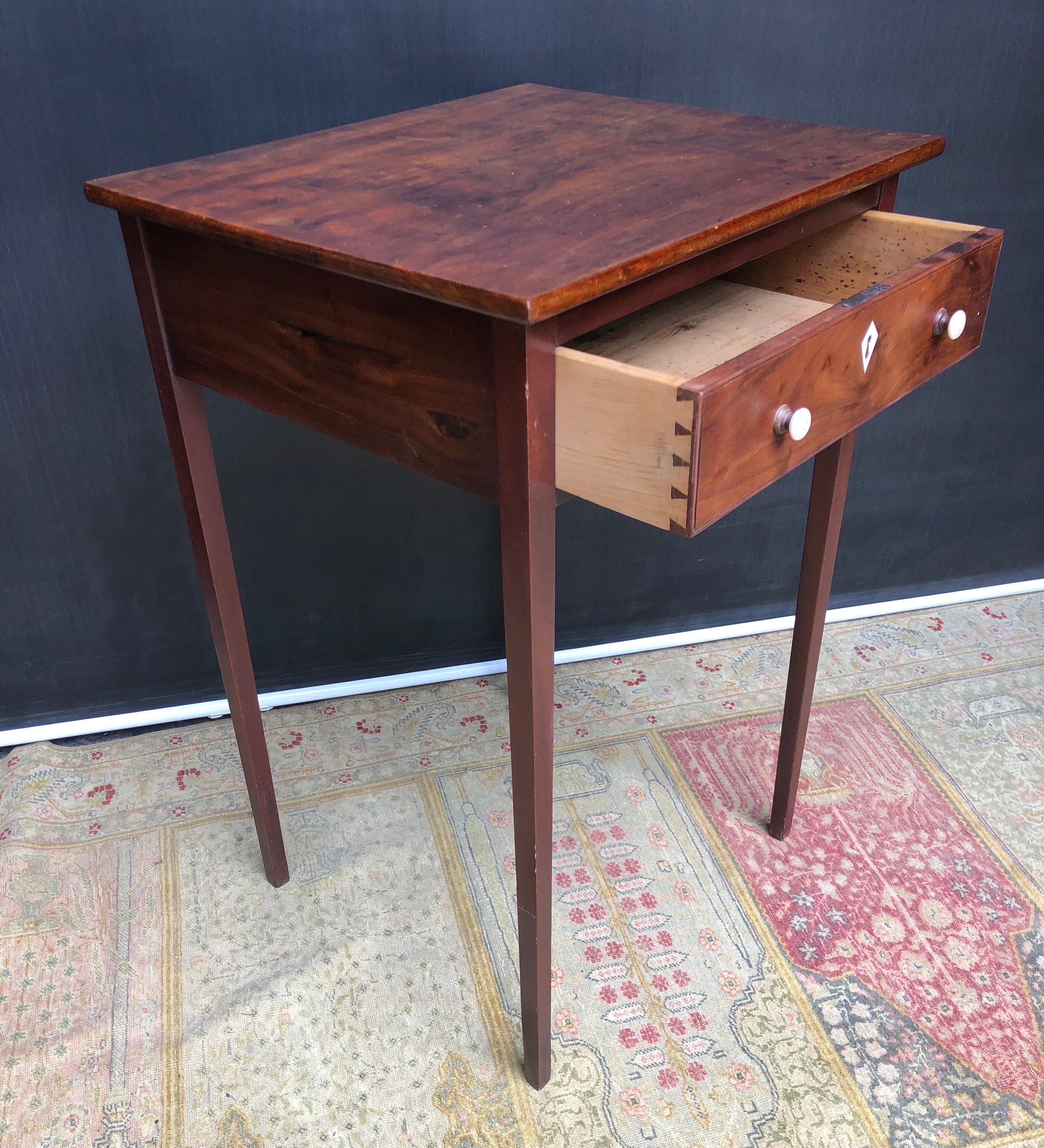 18th Century St. Croix Mahogany Directoire One Drawer Stand, Stamped By Maker circa 1790-1800 For Sale