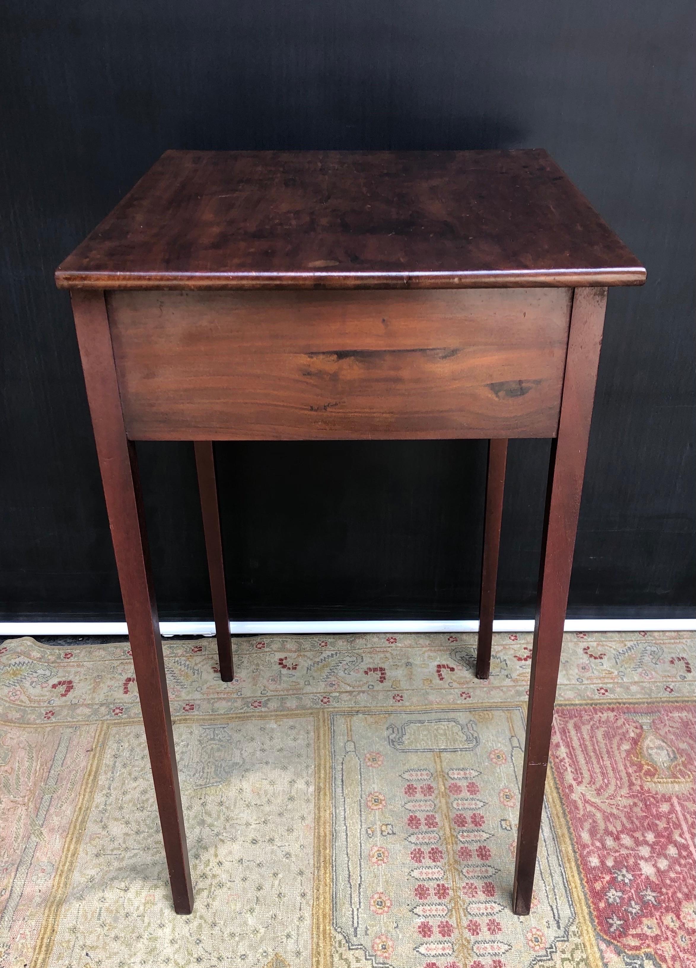 St. Croix Mahogany Directoire One Drawer Stand, Stamped By Maker circa 1790-1800 For Sale 1