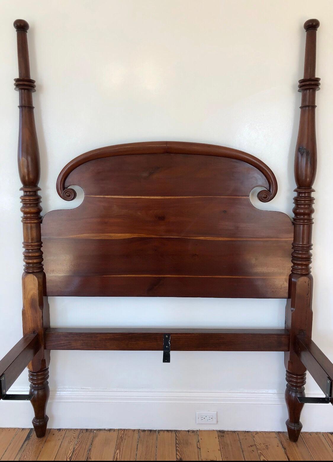 St. Croix Regency Four Poster Mahogany Queen Bed, 19th Century For Sale 1