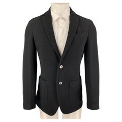 ST CROIX Size 36 Black Knitted Wool Notch Lapel Sport Coat