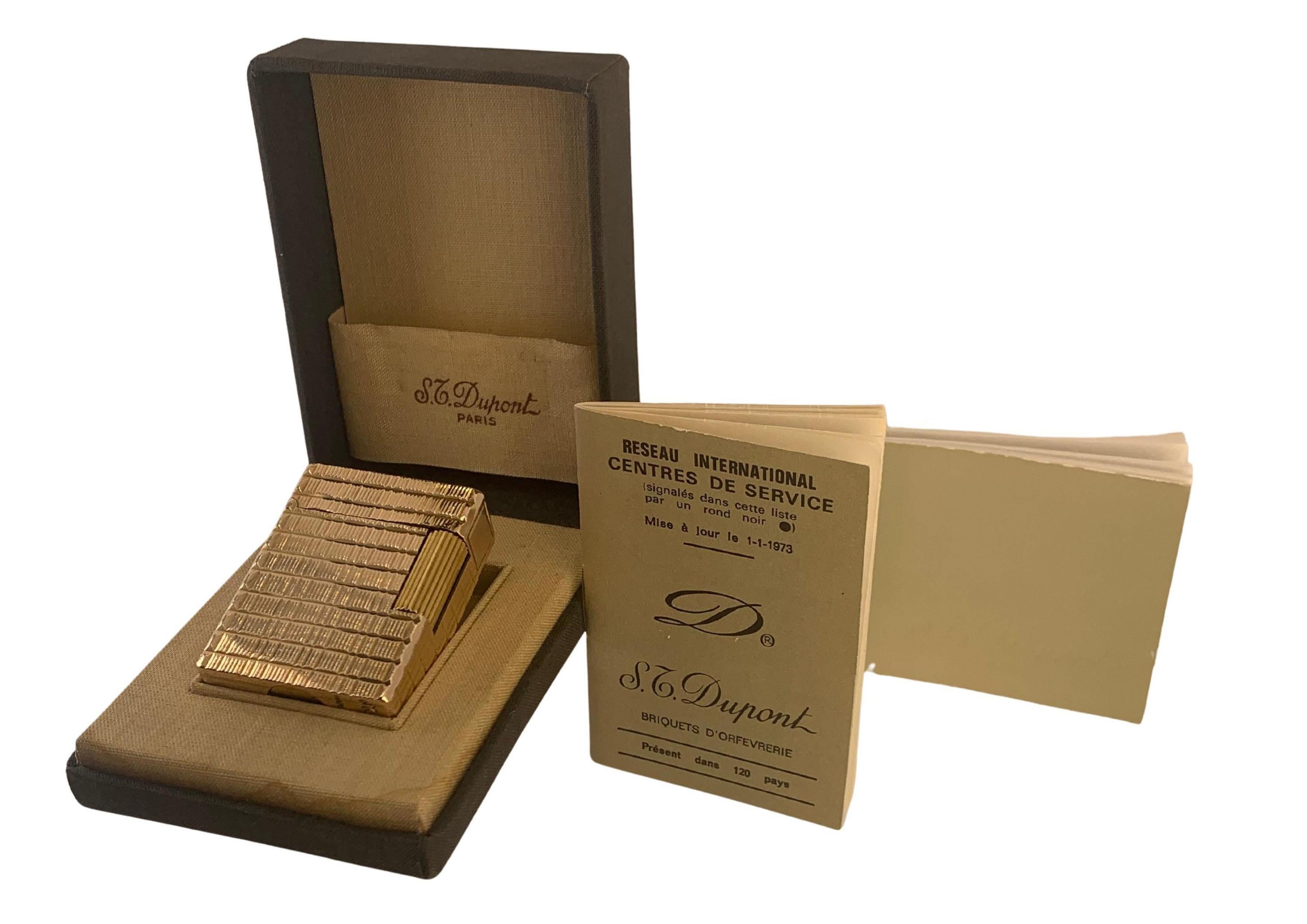 St DuPont 18ct Gold Plated Ligne 1 Small Cigarette Lighter Boxed