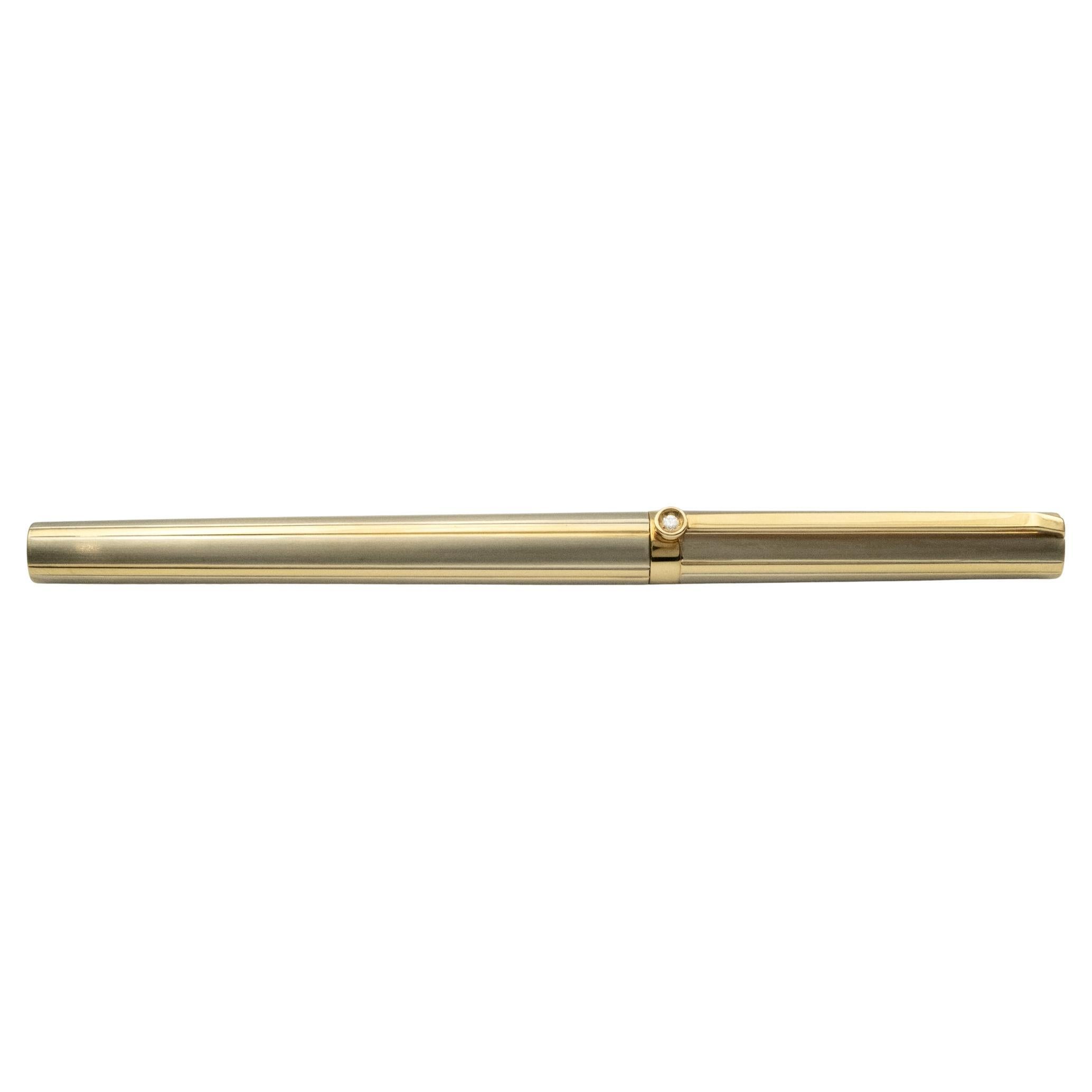 S.T. Dupont 18K Gold Fountain Pen with Diamond
