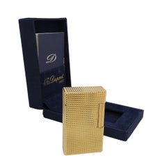 S.T. Dupont 1970s Gold Plated Guilloche Model 1 Vintage Lighter in Box