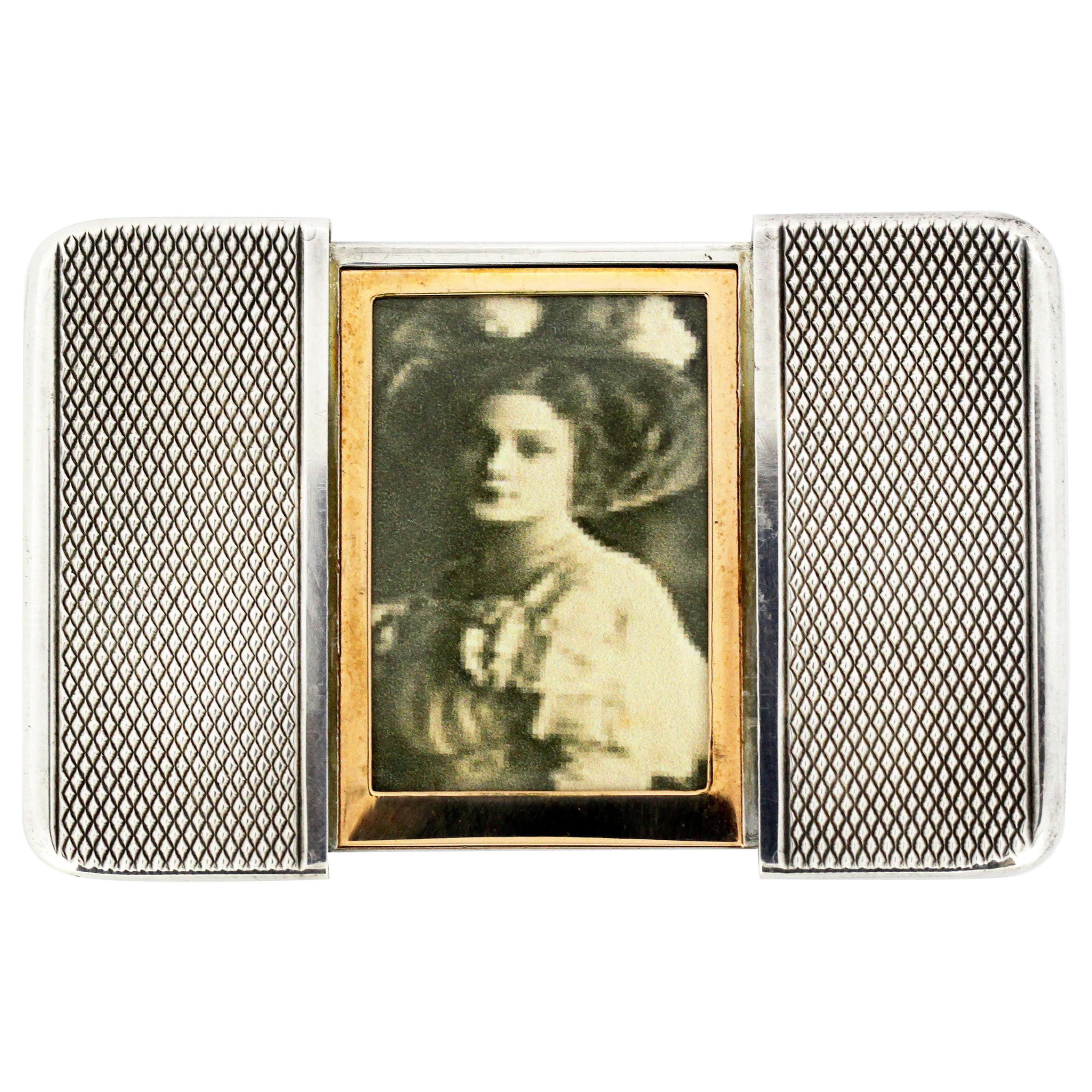S.T Dupont Antique French Silver Small Picture Frame, France, circa 1930s
