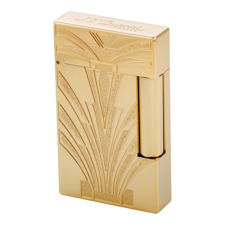 S.T. Dupont Art Deco Yellow GoldPlated Lighter at 1stDibs