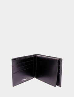 S.T. Dupont Black Leather Bi-Fold Wallet with Silver Logo Emblem